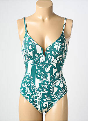 Costum de baie dintr-o singură piesă efect material satinat top sutien modelat verde MARYAN MEHLHORN femeie