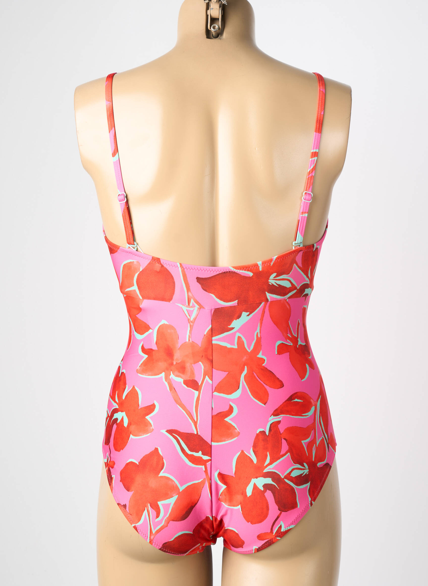 Costum de baie dintr-o singură piesă efect material satinat top sutien modelat roz LIDEA femeie