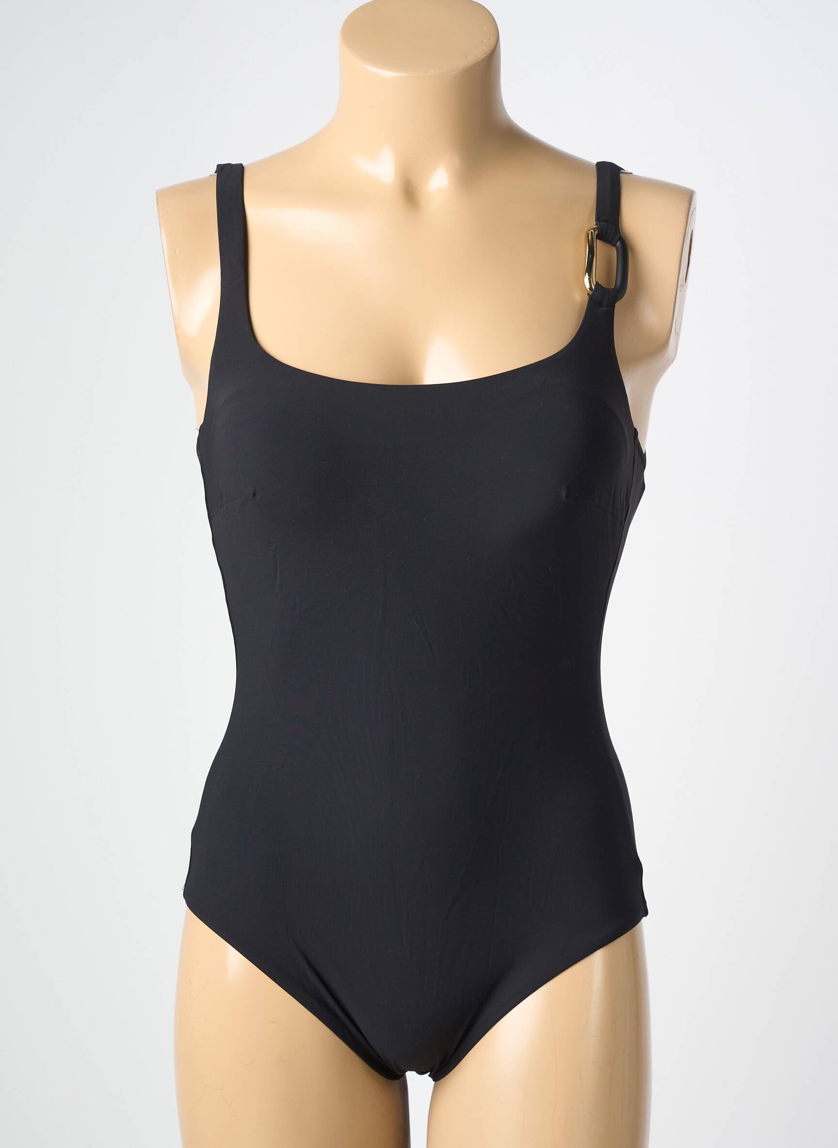 Costum de baie dintr-o singură piesă efect material satinat top sutien modelat negru CHARMLINE femeie