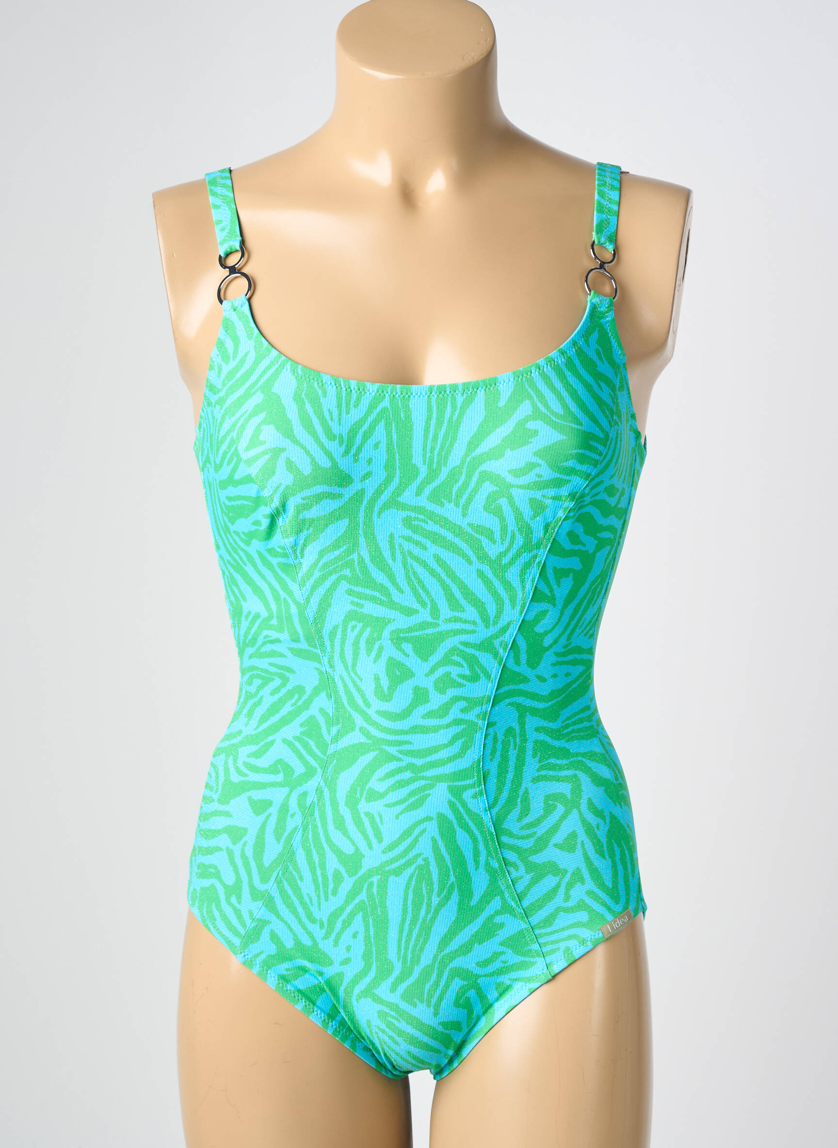 Costum de baie dintr-o singură piesă imprimeu fantezie sutien cupe întregi cu decolteu înalt verde LIDEA femeie