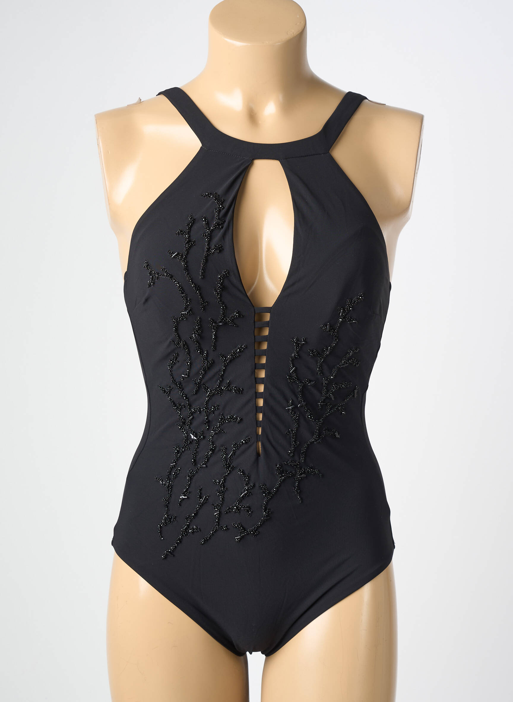 Costum de baie dintr-o singură piesă bretele elastice reglabile top sutien modelat negru MARYAN MEHLHORN femeie
