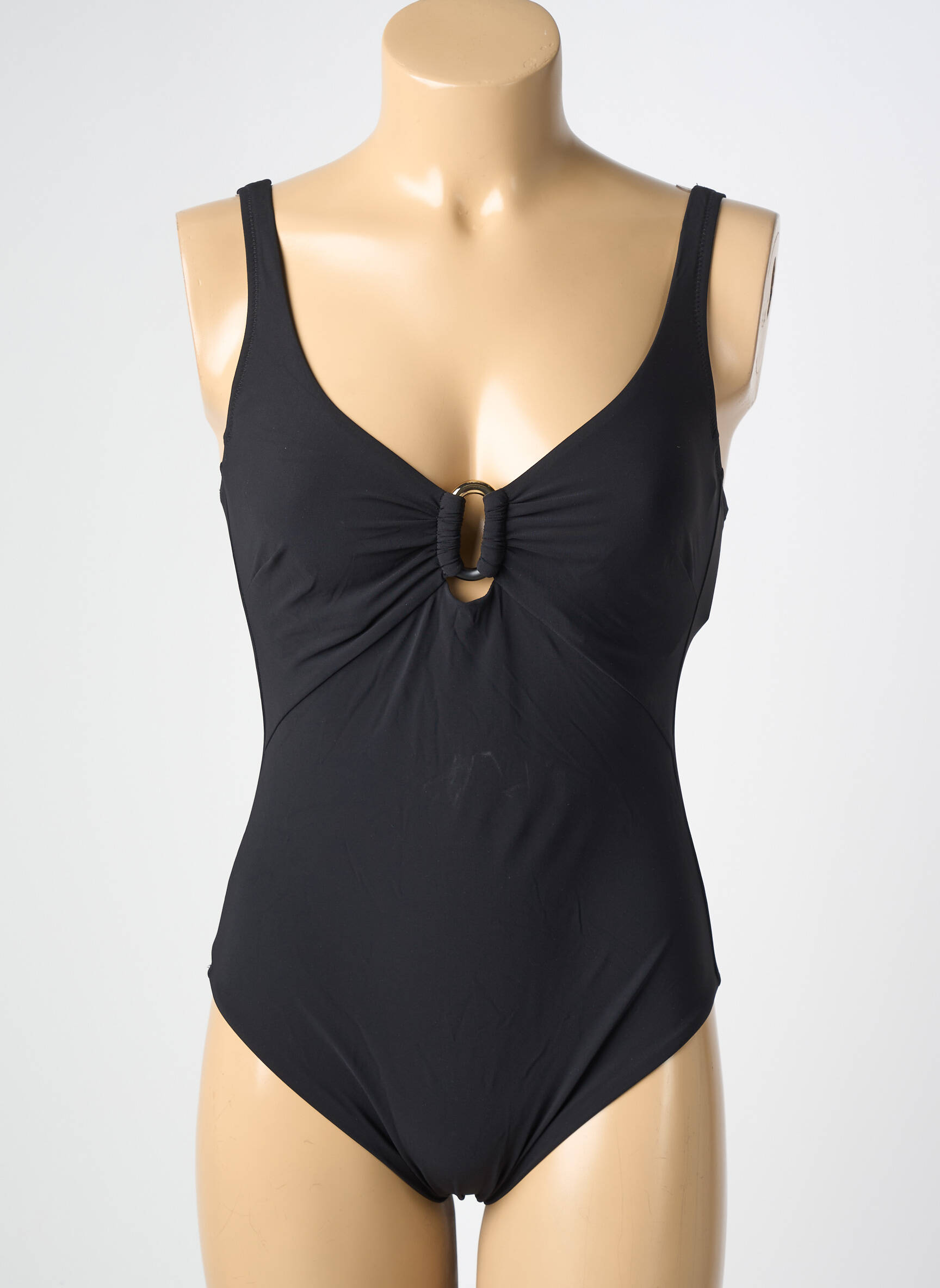 Costum de baie dintr-o singură piesă efect material satinat sutien cupe întregi cu decolteu înalt negru MARYAN MEHLHORN femeie