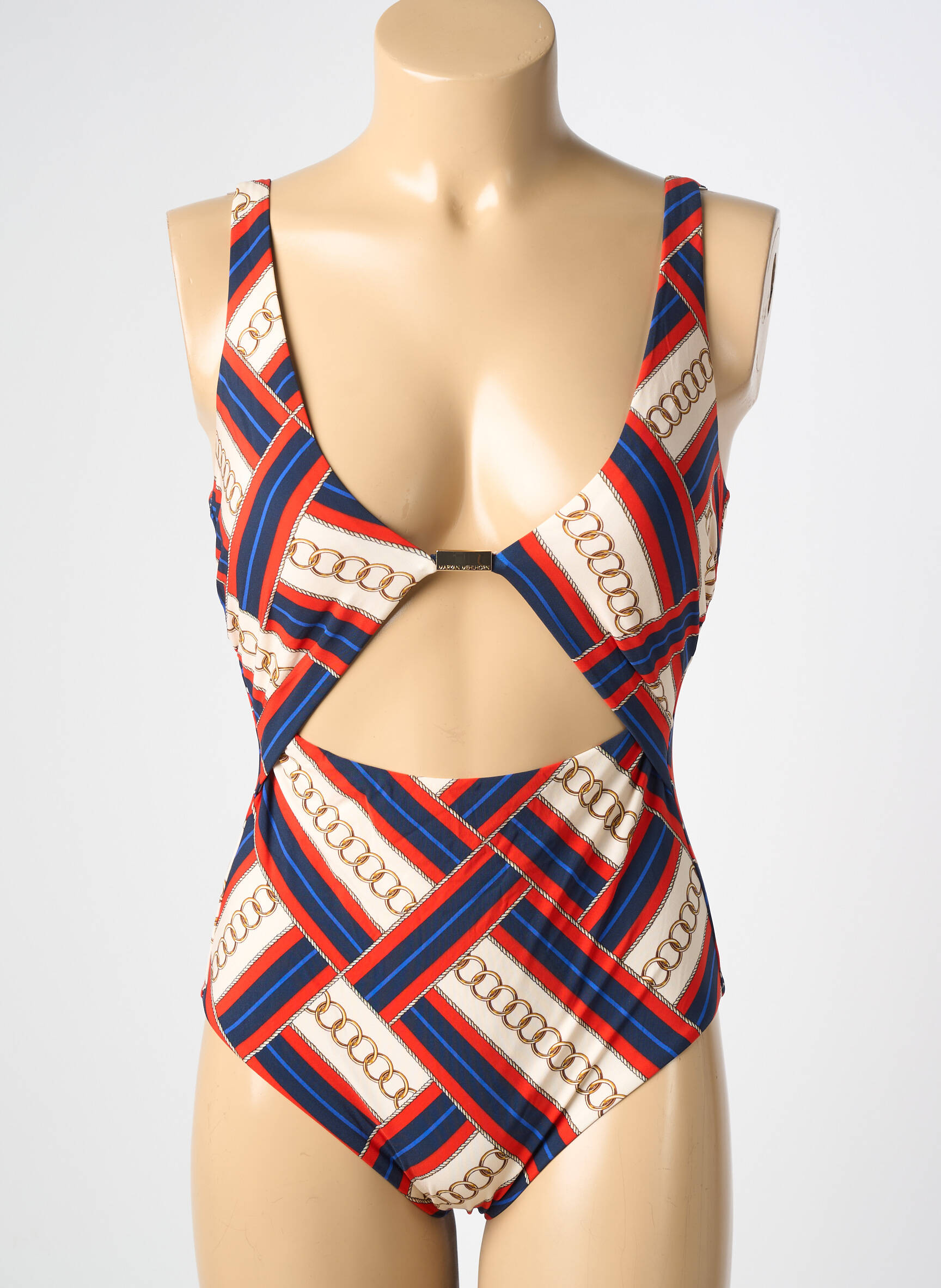 Costum de baie dintr-o singură piesă efect material satinat top sutien modelat roșu MARYAN MEHLHORN femeie