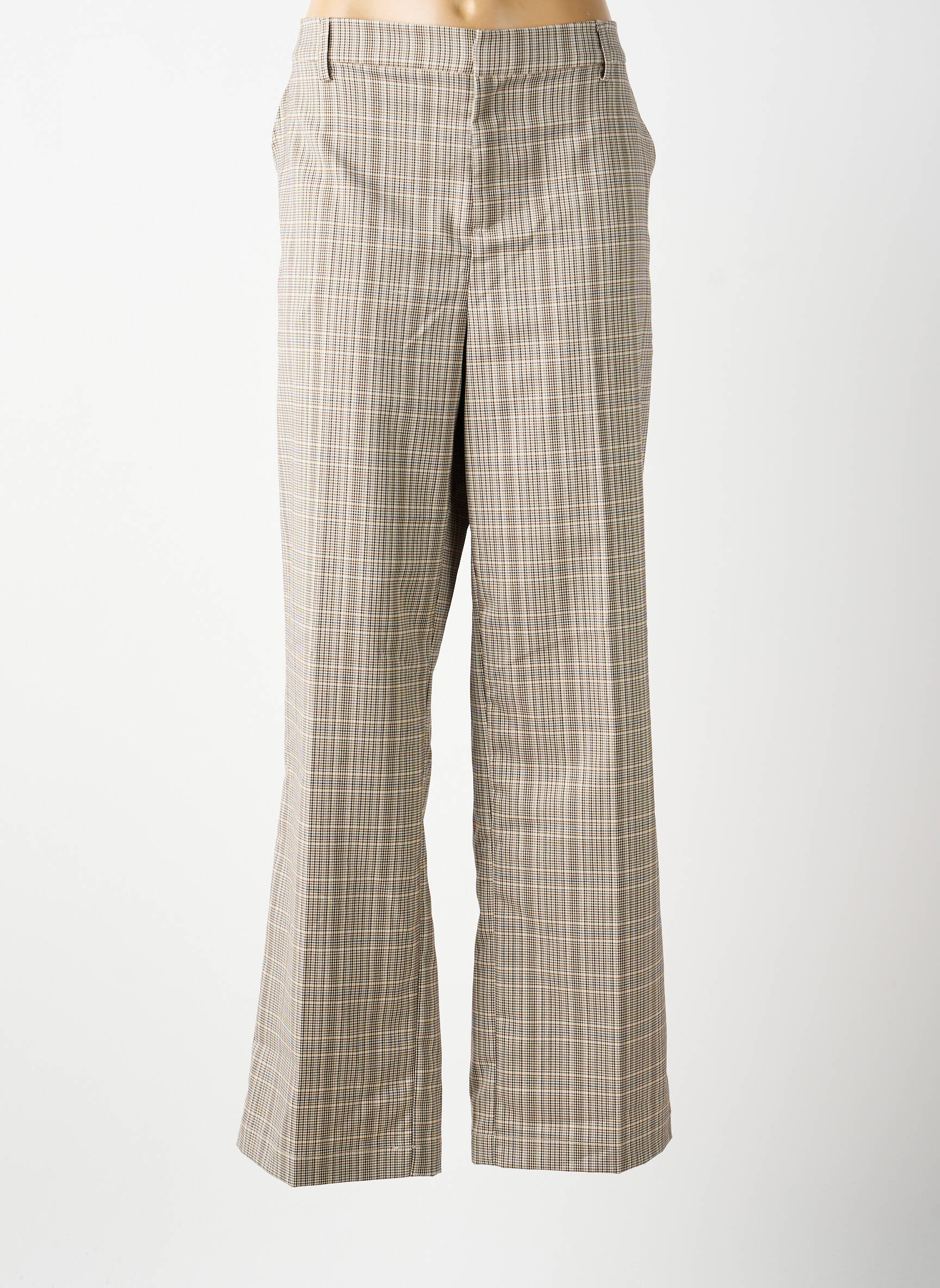 Pantalon drept țesătură poplin mărime normală bej CREAM femeie