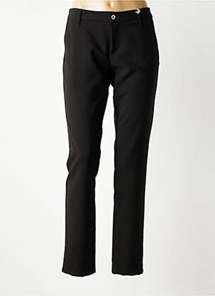Pantalon chino țesătură poplin mărime normală negru PLEASE femeie