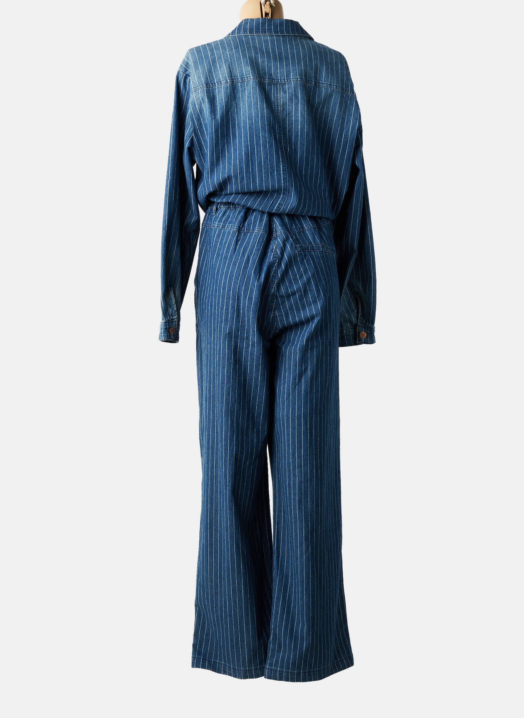 Salopetă-pantalon croială cambrată mâneci lungi albastru CREAM femeie