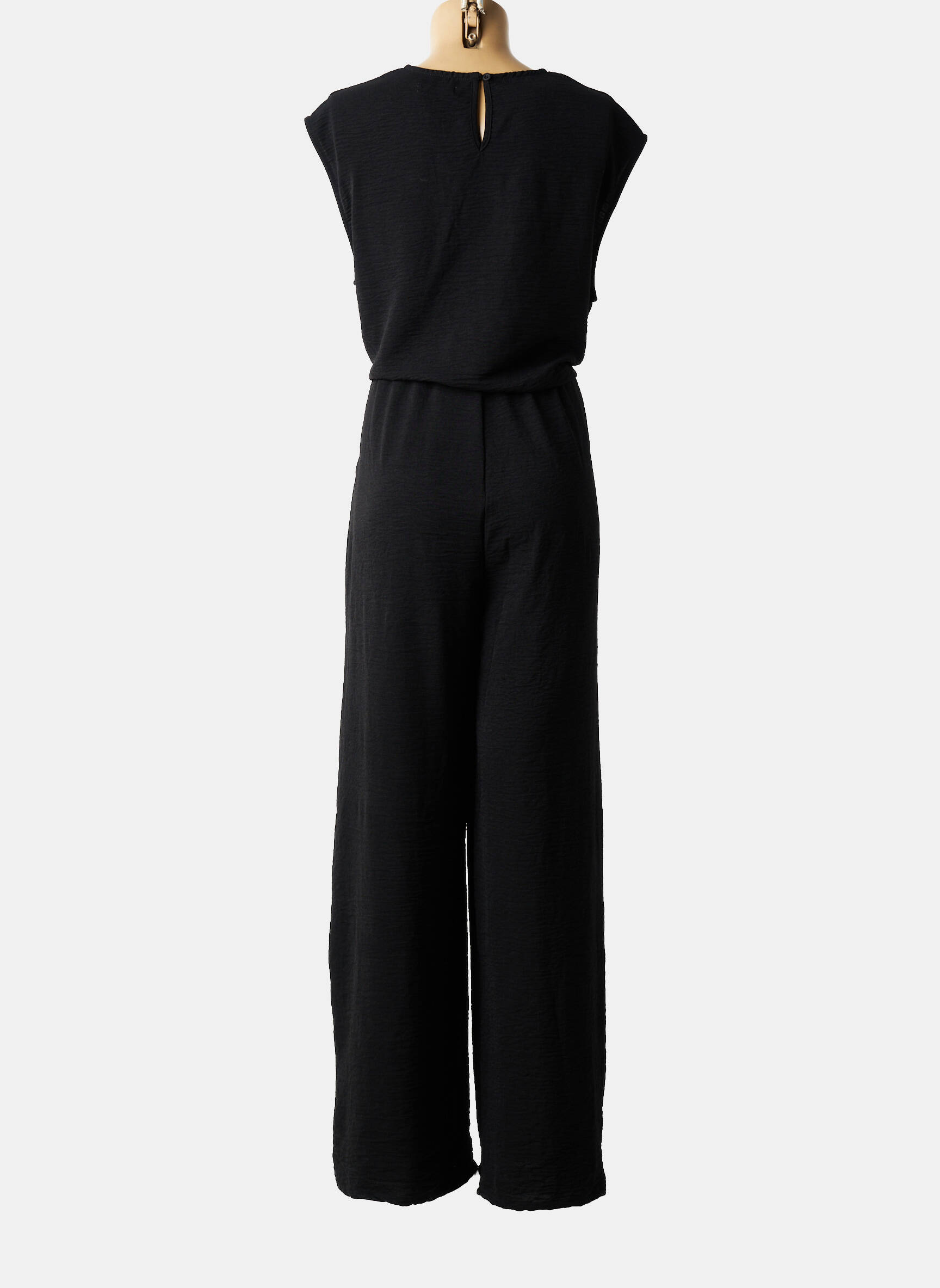 Salopetă-pantalon țesătură crep fără mâneci negru LOSAN femeie