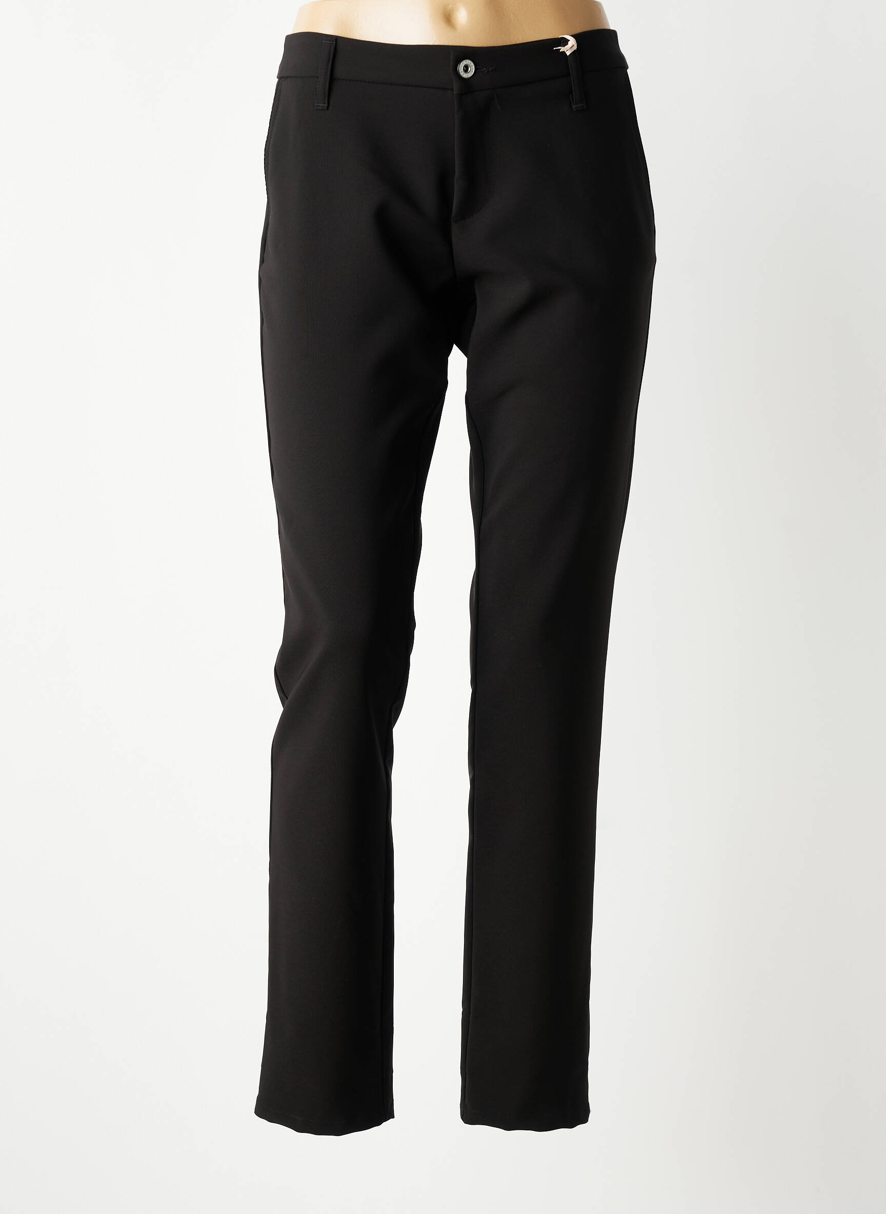 Pantalon chino țesătură poplin mărime normală negru PLEASE femeie