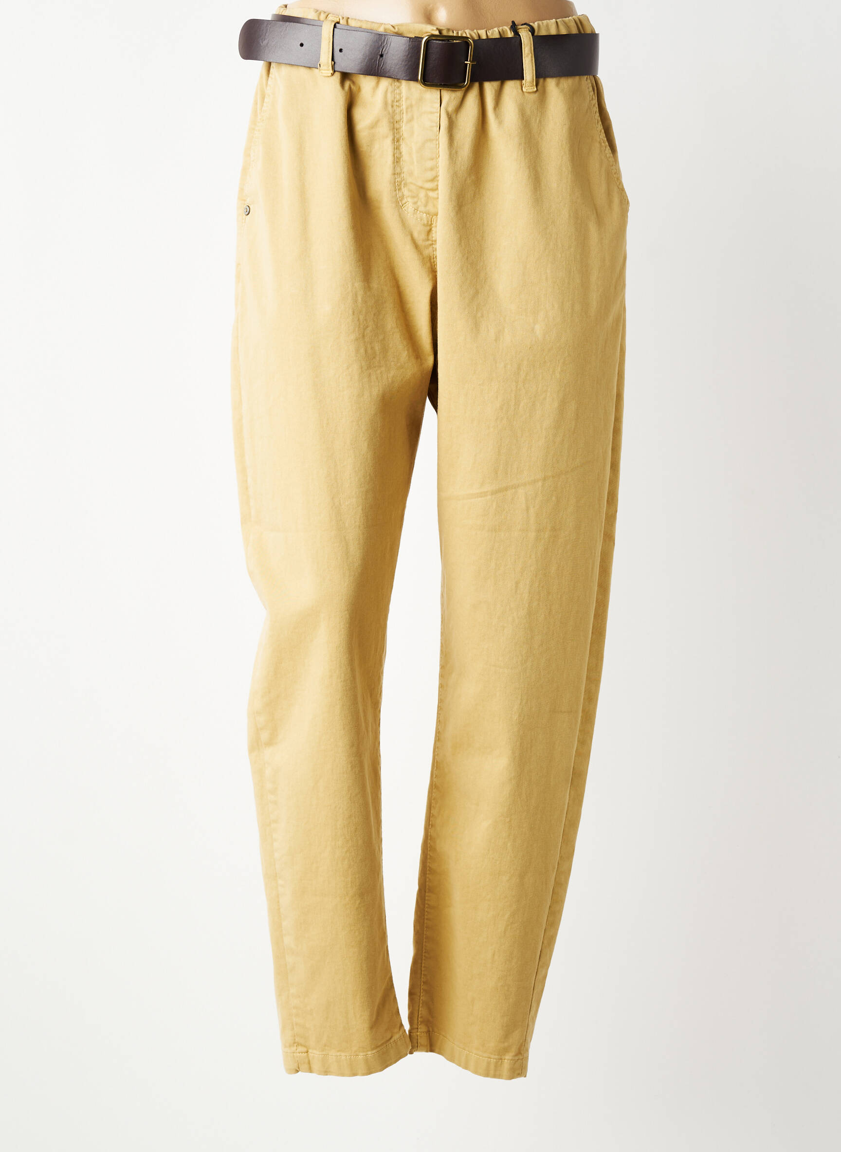 Pantalon drept țesătură poplin mărime normală bej PLEASE femeie