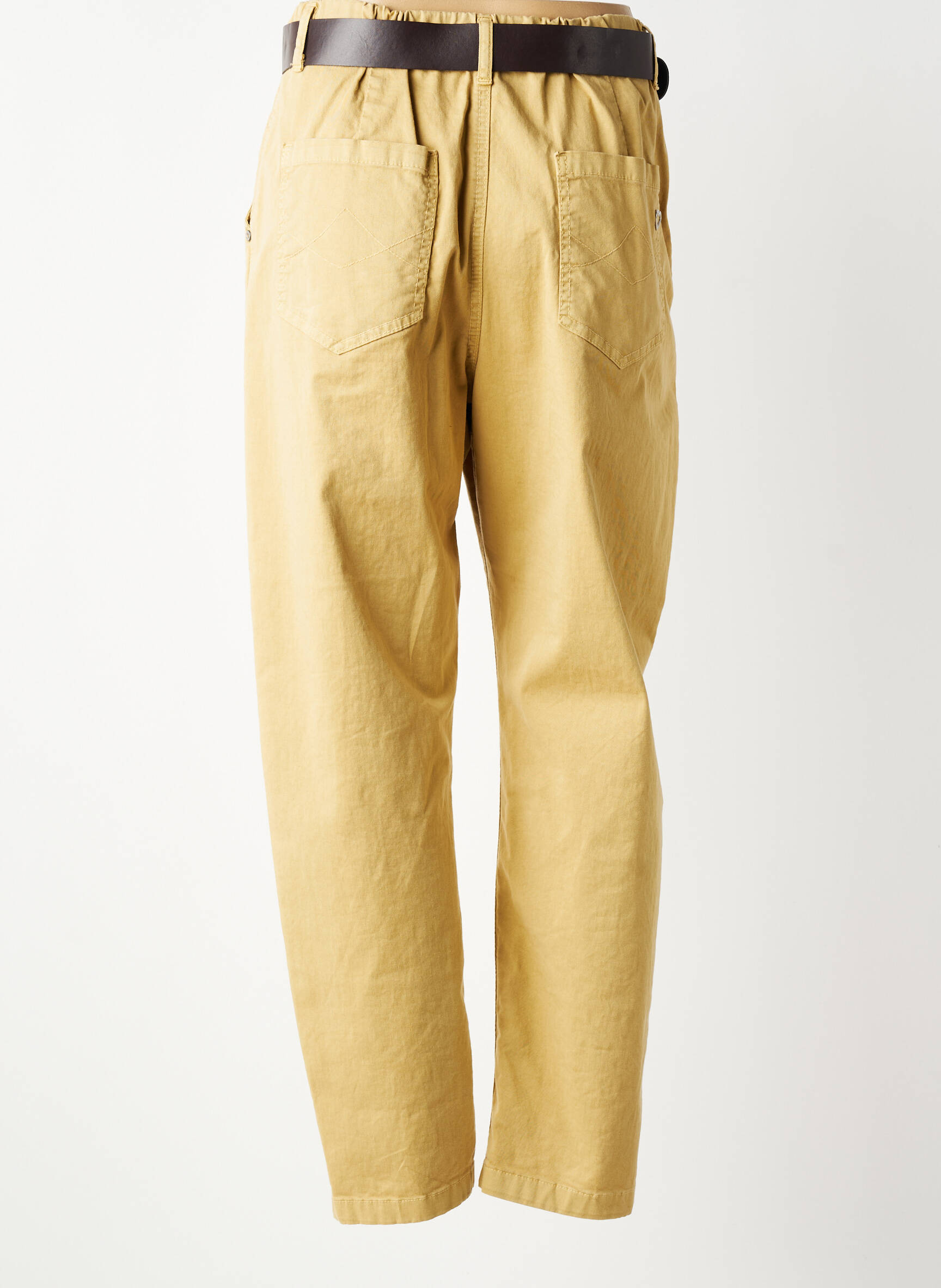 Pantalon drept țesătură poplin mărime normală bej PLEASE femeie