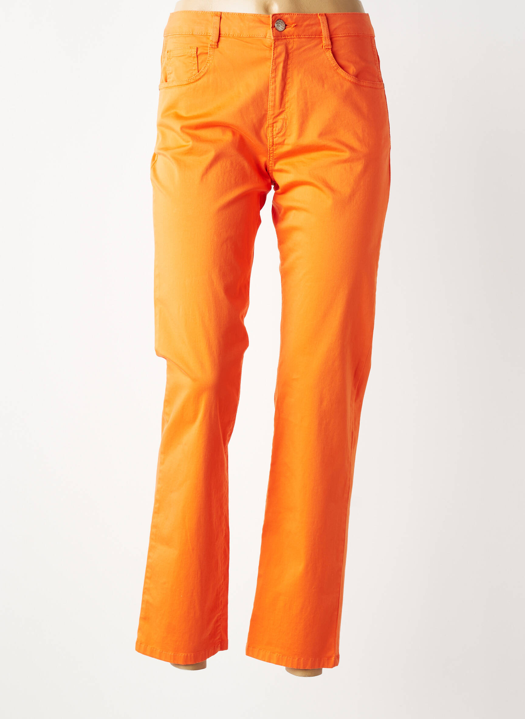 Pantalon slim țesătură poplin mărime normală portocalie LOLA ESPELETA femeie