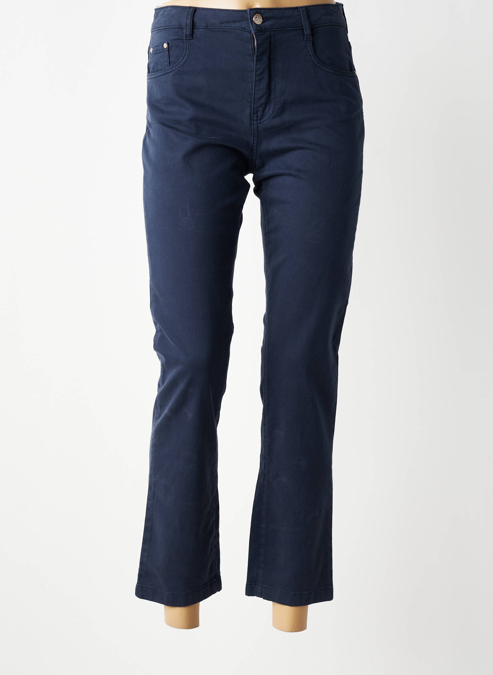 Pantalon slim țesătură poplin mărime normală albastru LOLA ESPELETA femeie