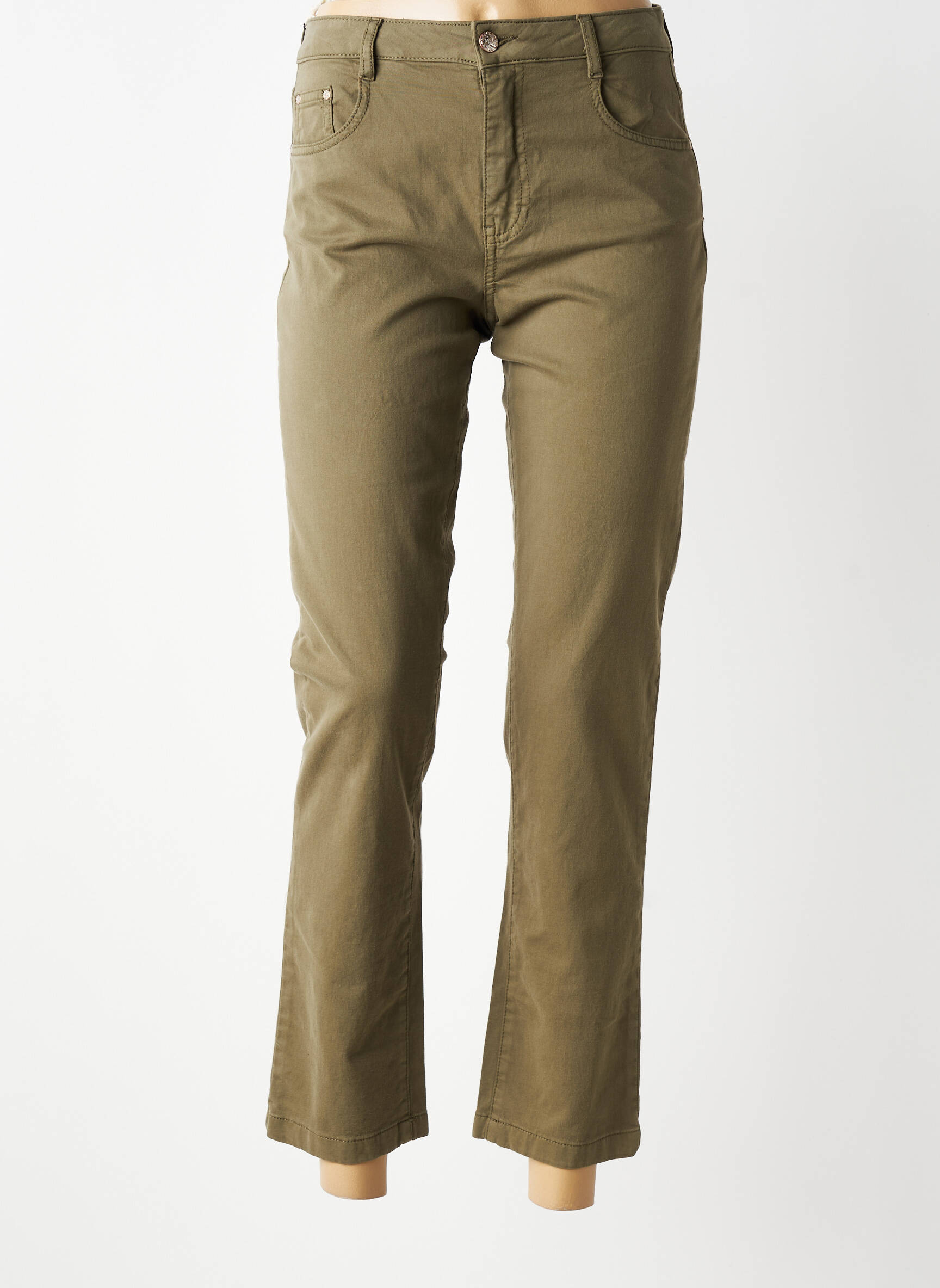 Pantalon slim țesătură poplin mărime normală verde LOLA ESPELETA femeie