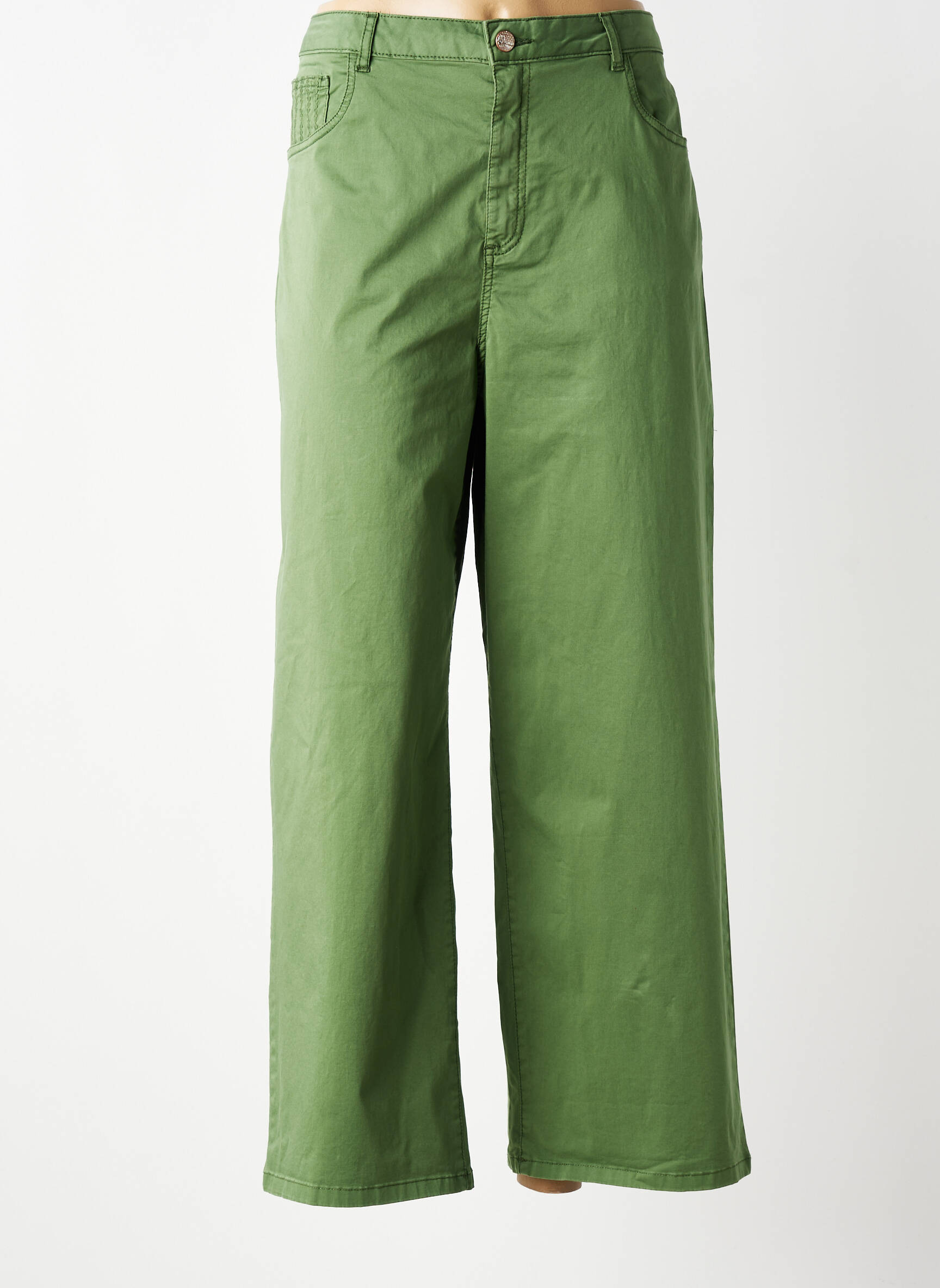 Pantalon larg țesătură poplin mărime normală verde LOLA ESPELETA femeie
