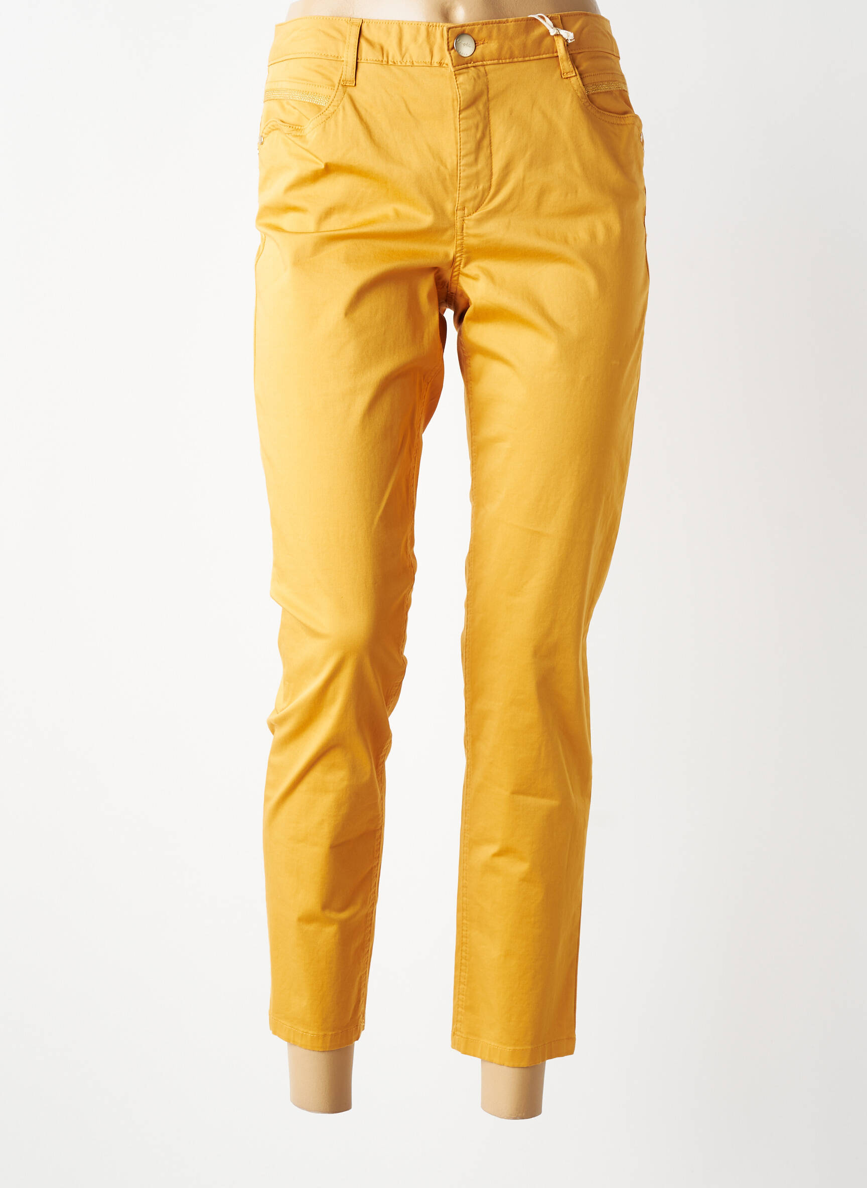 Pantalon slim țesătură poplin mărime normală galben LOLA ESPELETA femeie