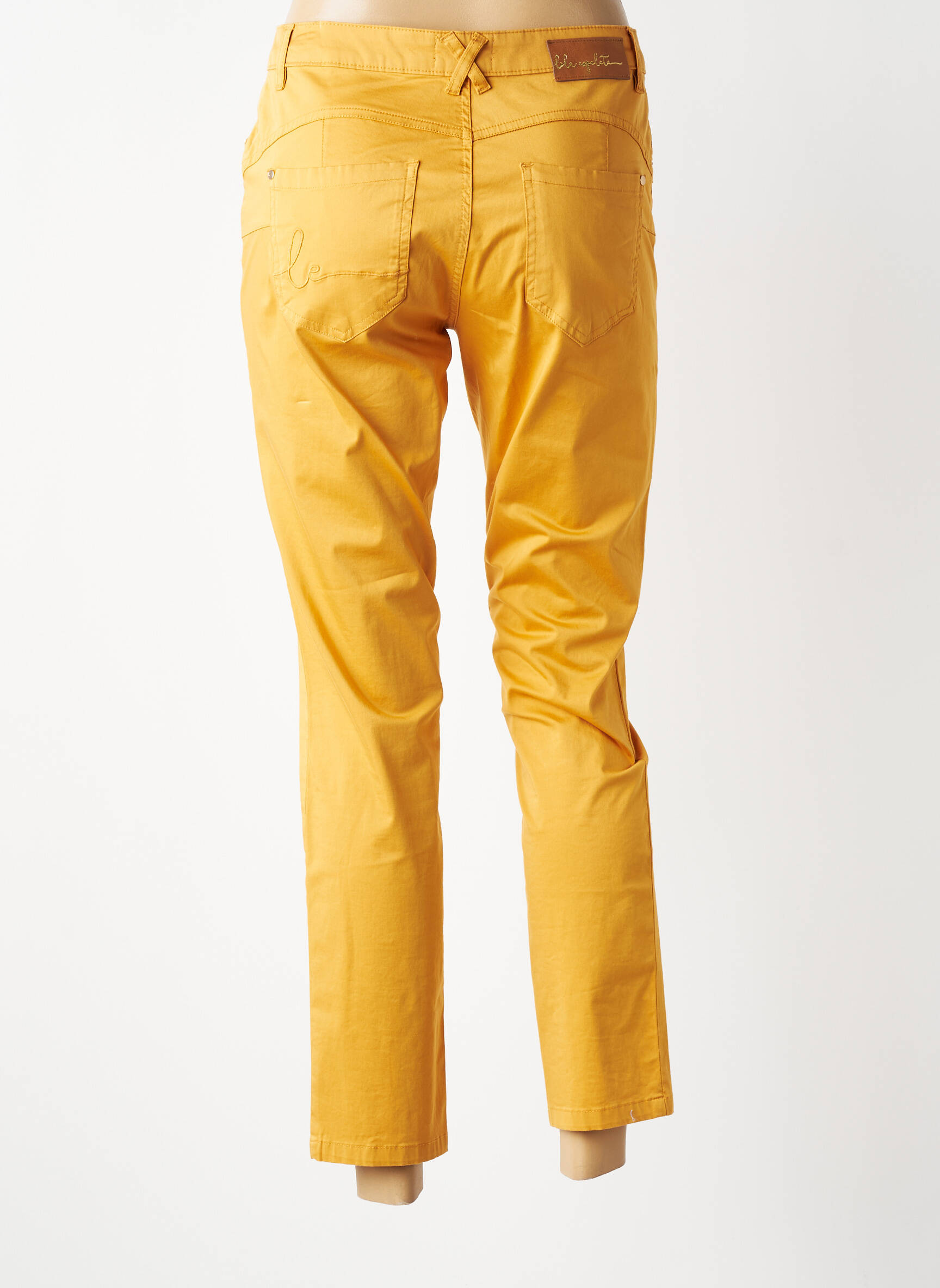 Pantalon slim țesătură poplin mărime normală galben LOLA ESPELETA femeie