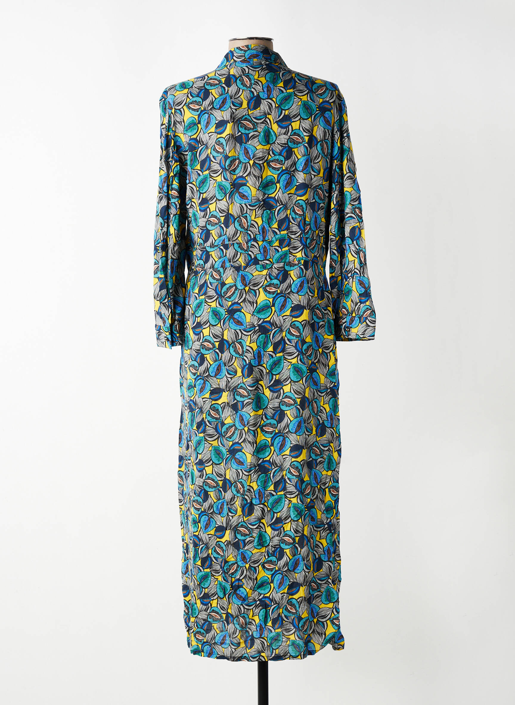 Rochie lungă mâneci lungi mâneci lungi albastru NATHALIE CHAIZE femeie