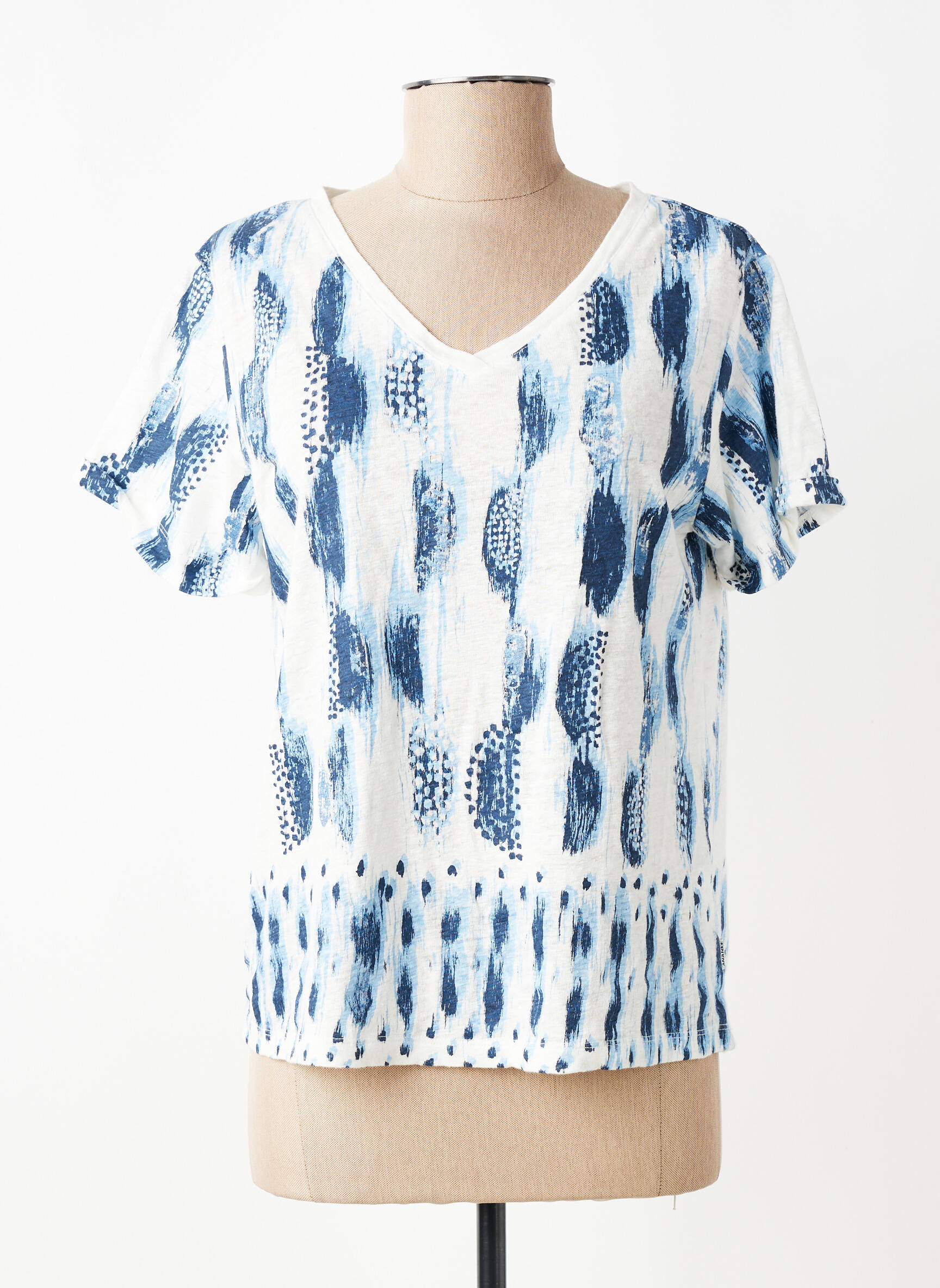Tricou imprimeu fantezie mâneci scurte albastru ANANKE femeie