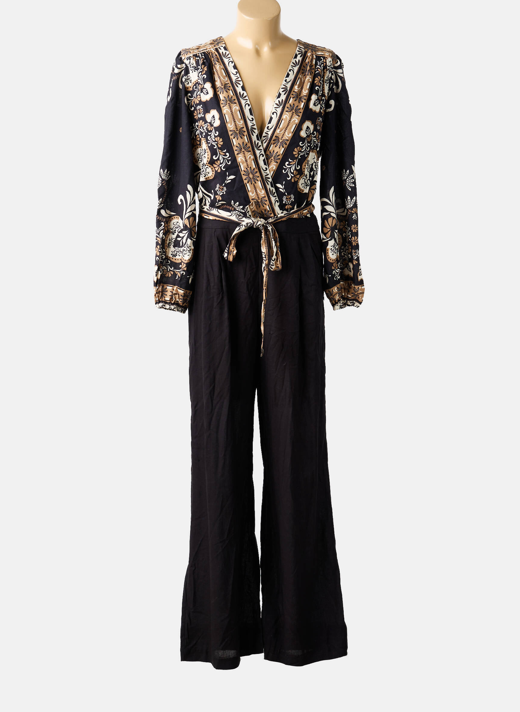 Salopetă-pantalon croială cambrată mâneci lungi negru TWINSET femeie