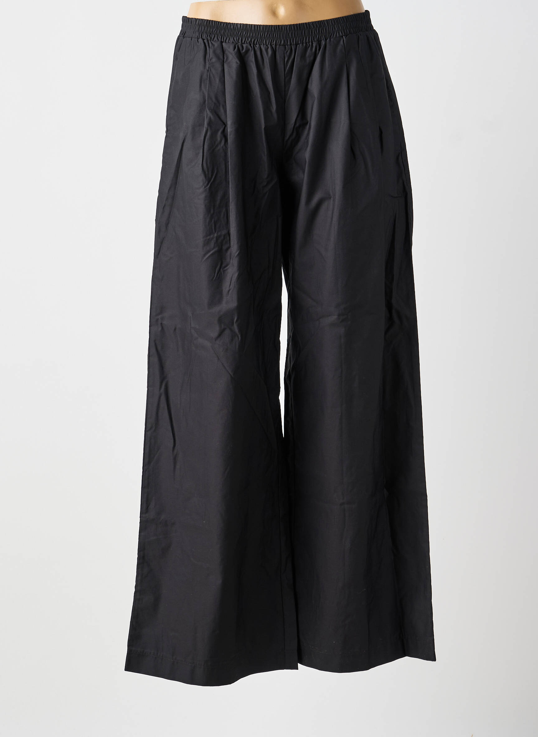 Pantalon larg țesătură poplin mărime normală negru TWINSET femeie