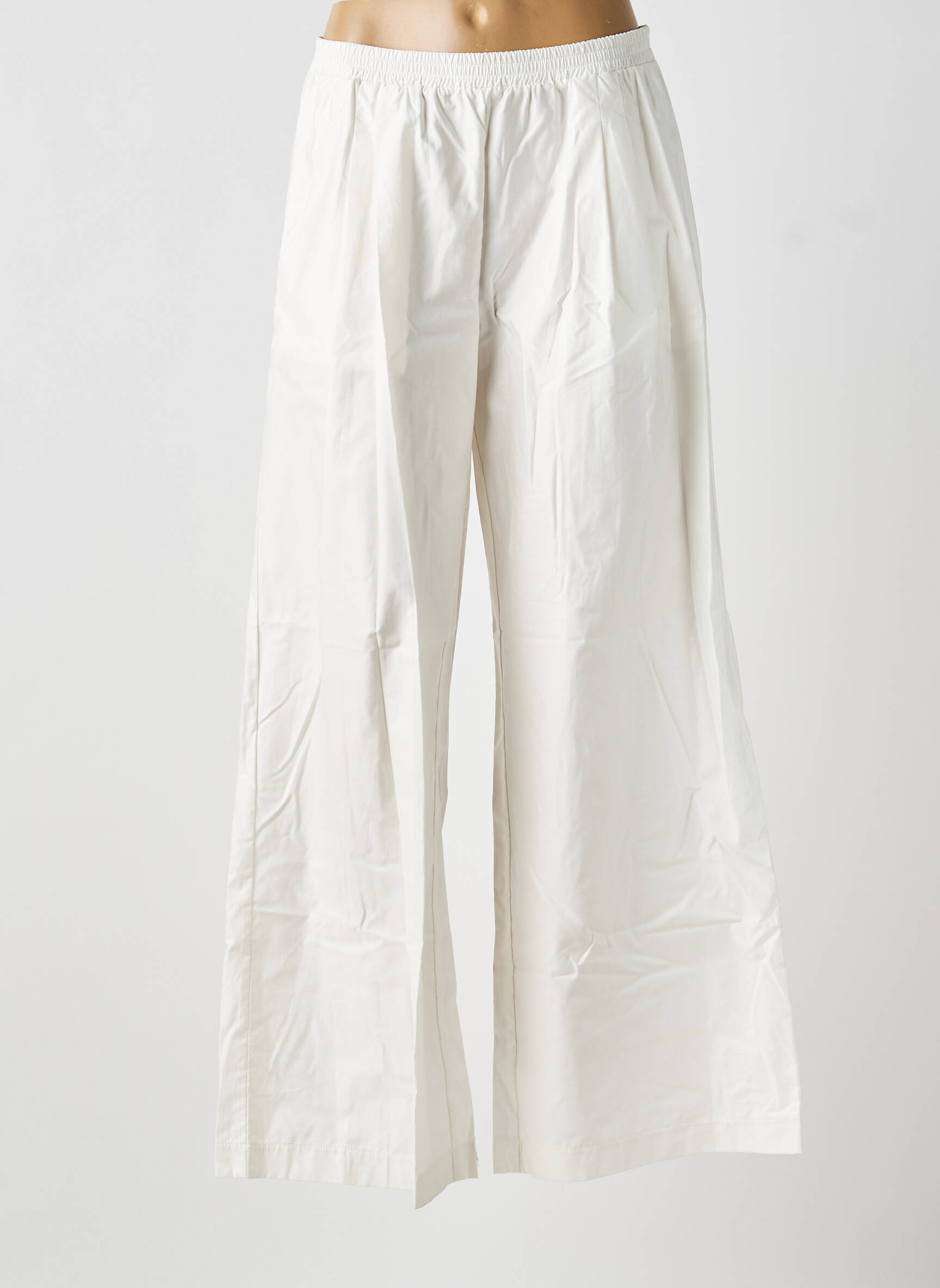Pantalon larg țesătură poplin mărime normală bej TWINSET femeie