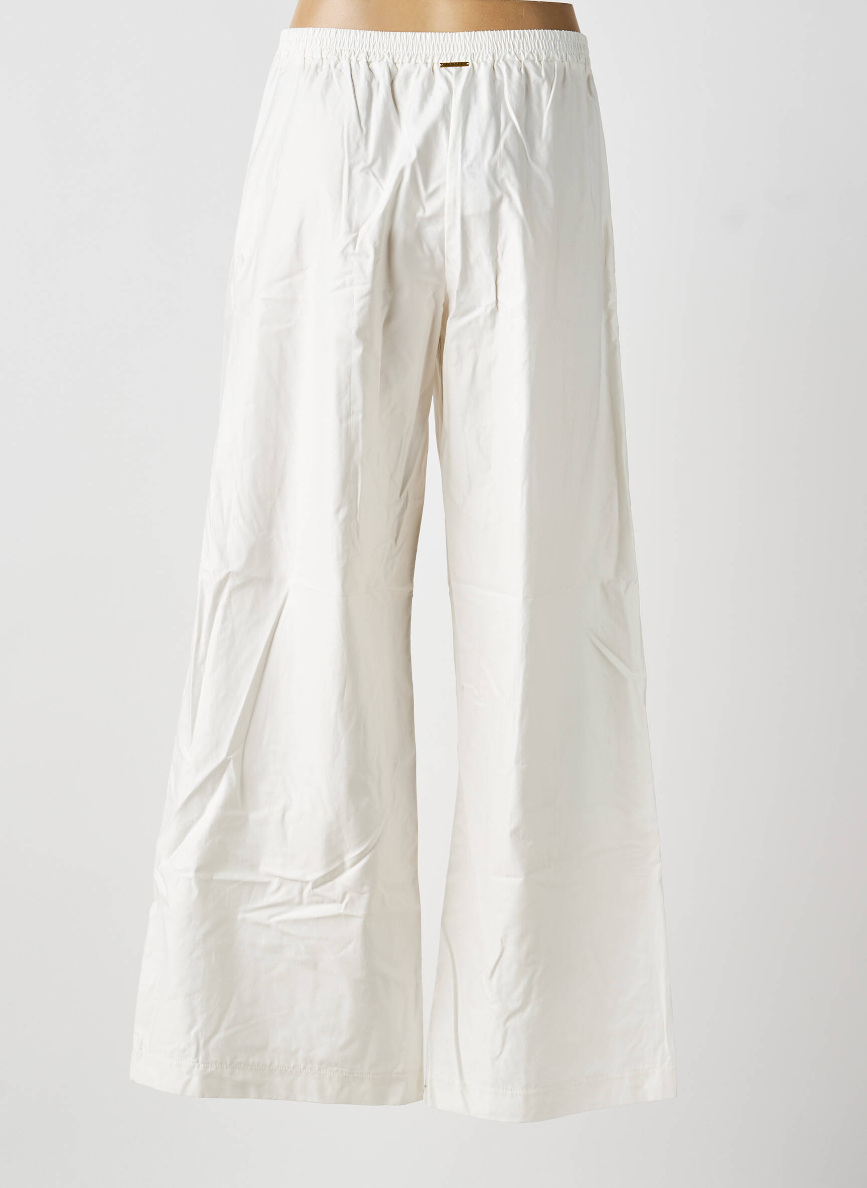 Pantalon larg țesătură poplin mărime normală bej TWINSET femeie