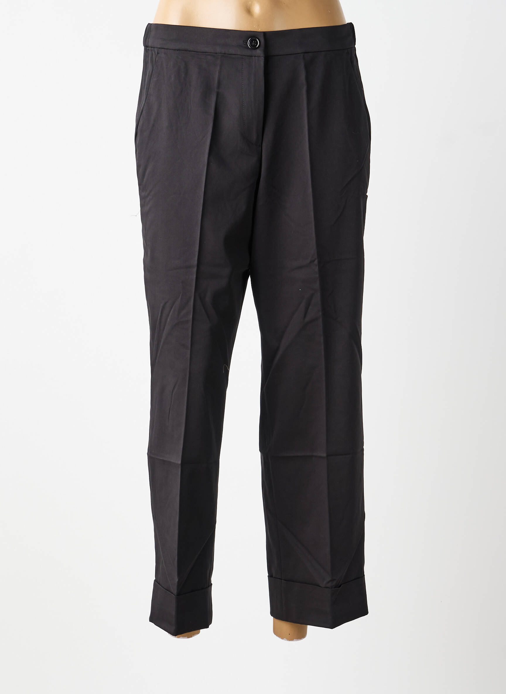 Pantalon 7/8 talie cu cleme mărime normală negru ELENA MIRO femeie