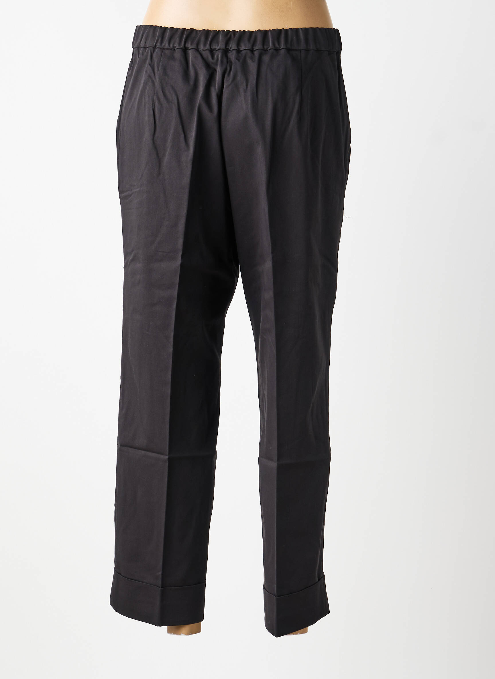 Pantalon 7/8 talie cu cleme mărime normală negru ELENA MIRO femeie