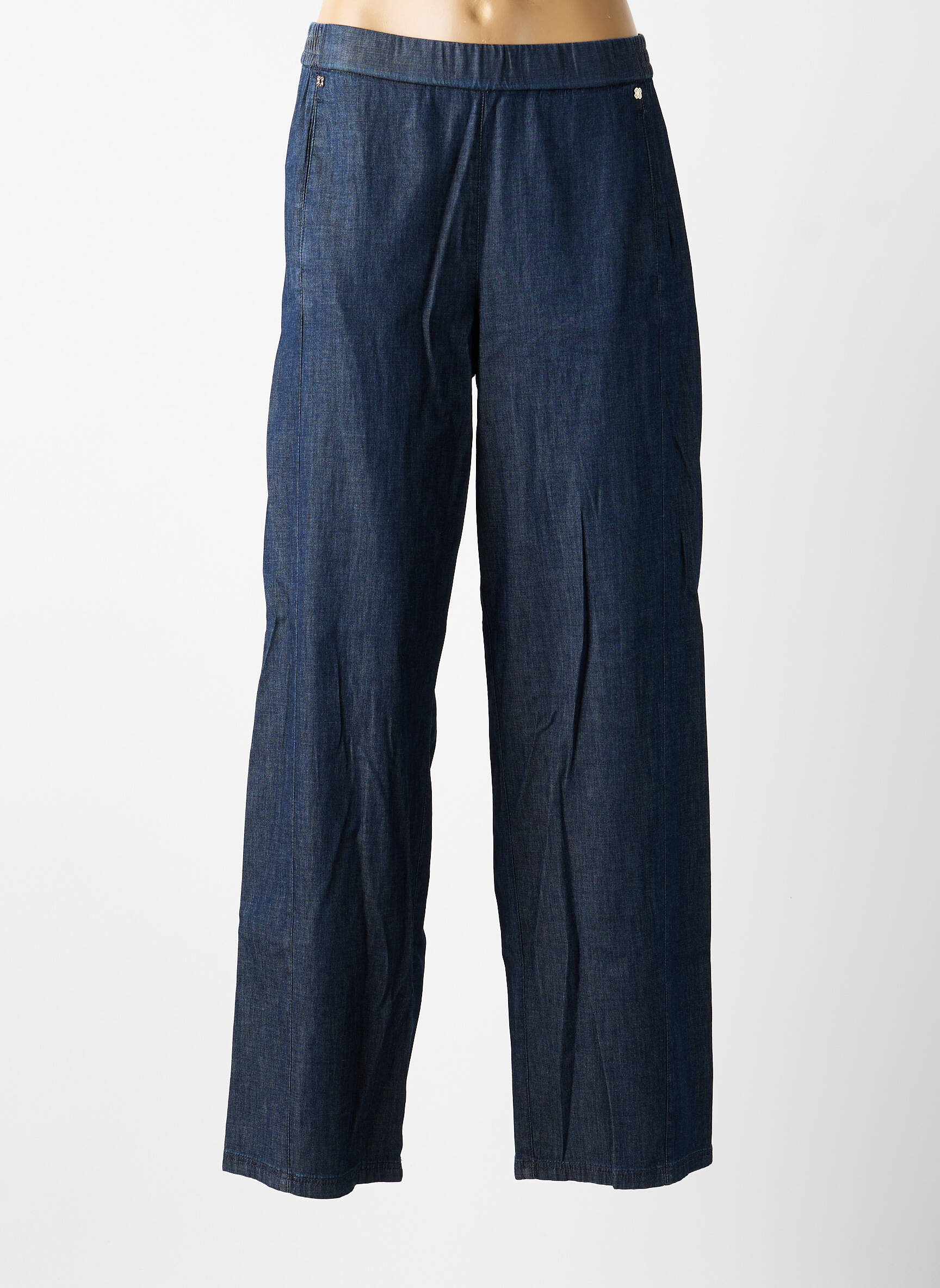 Pantalon drept talie elastică mărime normală albastru ELENA MIRO femeie