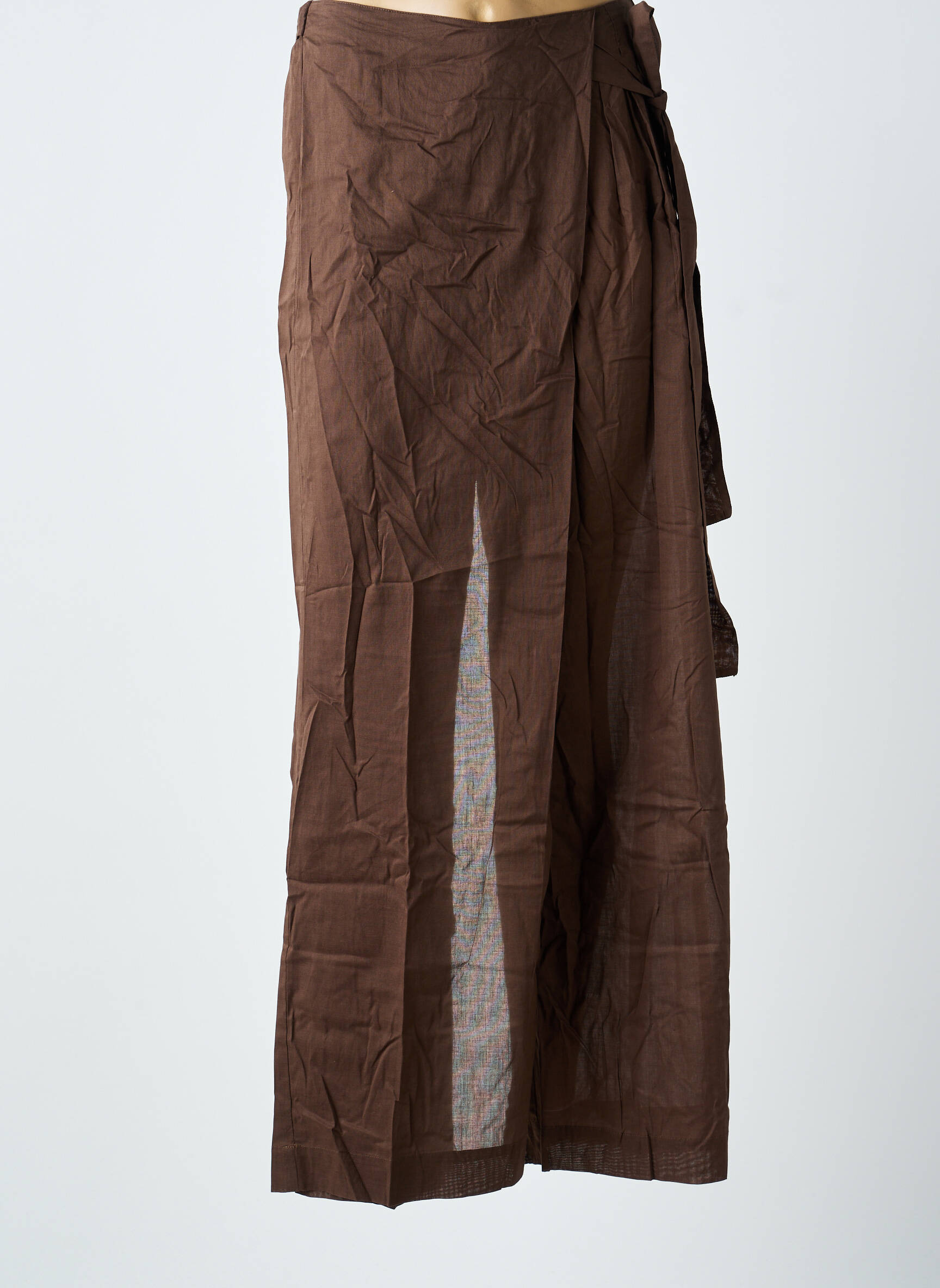 Pantalon larg țesătură poplin mărime normală maro TWINSET femeie