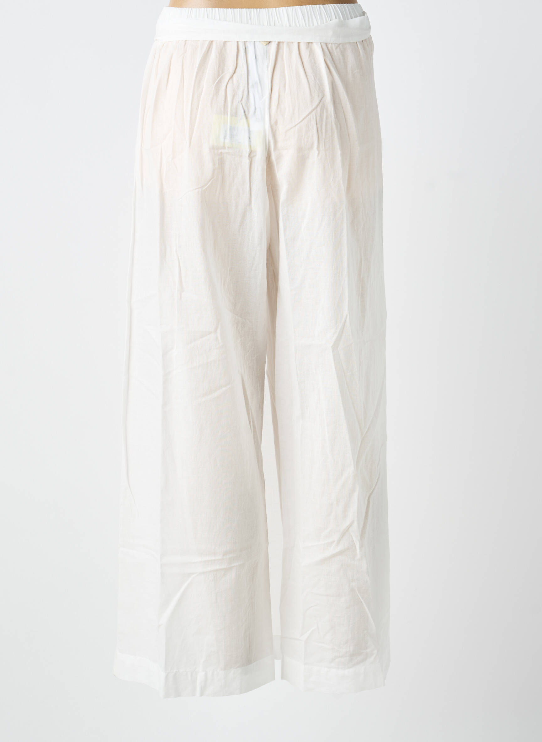 Pantalon larg țesătură poplin mărime normală alb TWINSET femeie