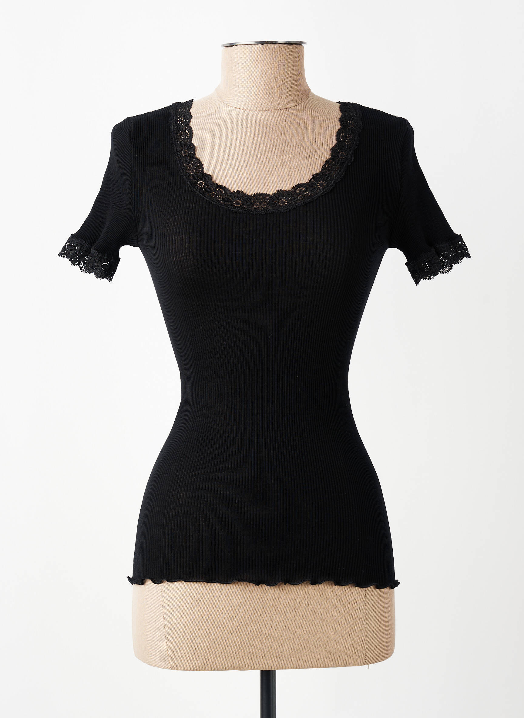 Tricou elasticitate mâneci scurte negru VITTORIA B femeie