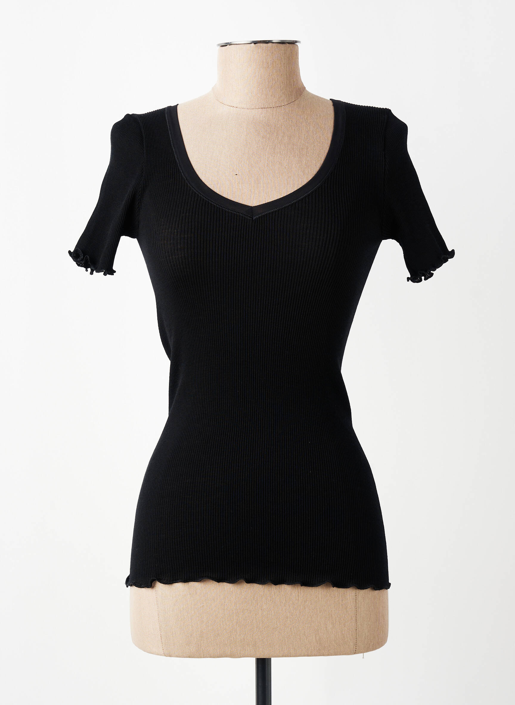 Tricou elasticitate mâneci scurte negru VITTORIA B femeie