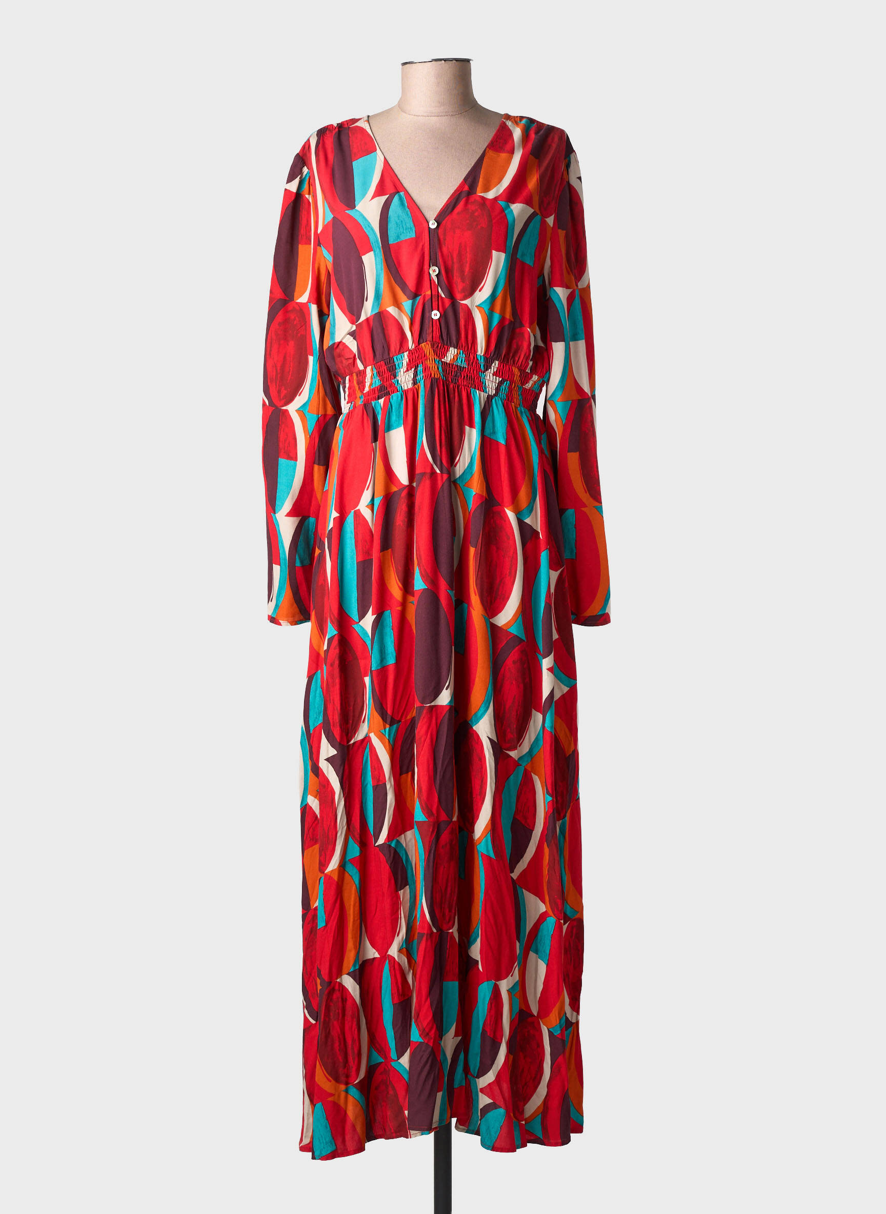 Rochie lungă mâneci lungi mâneci lungi roșu SURKANA femeie