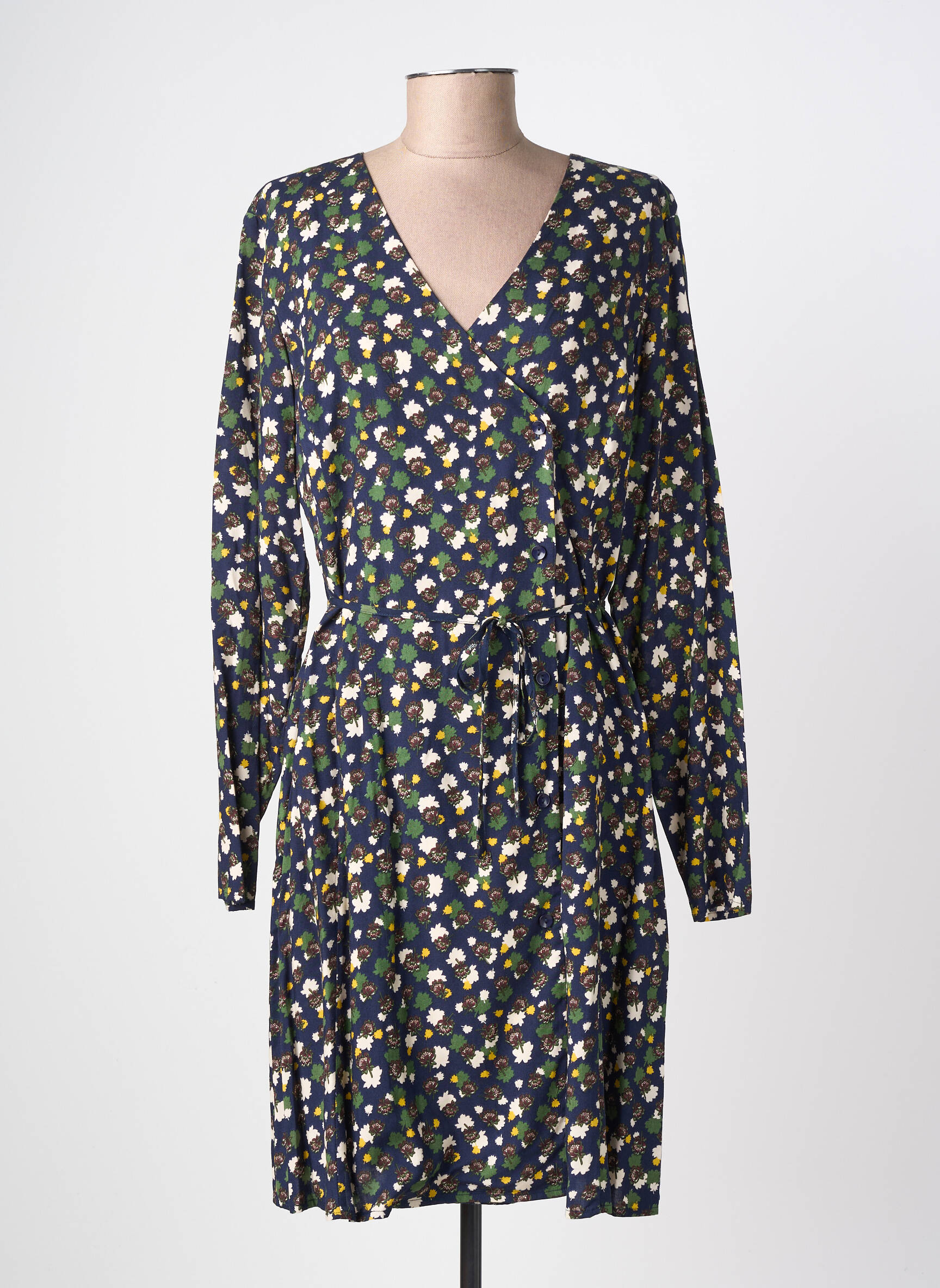 Rochie midi imprimeu fantezie mâneci lungi albastru SURKANA femeie
