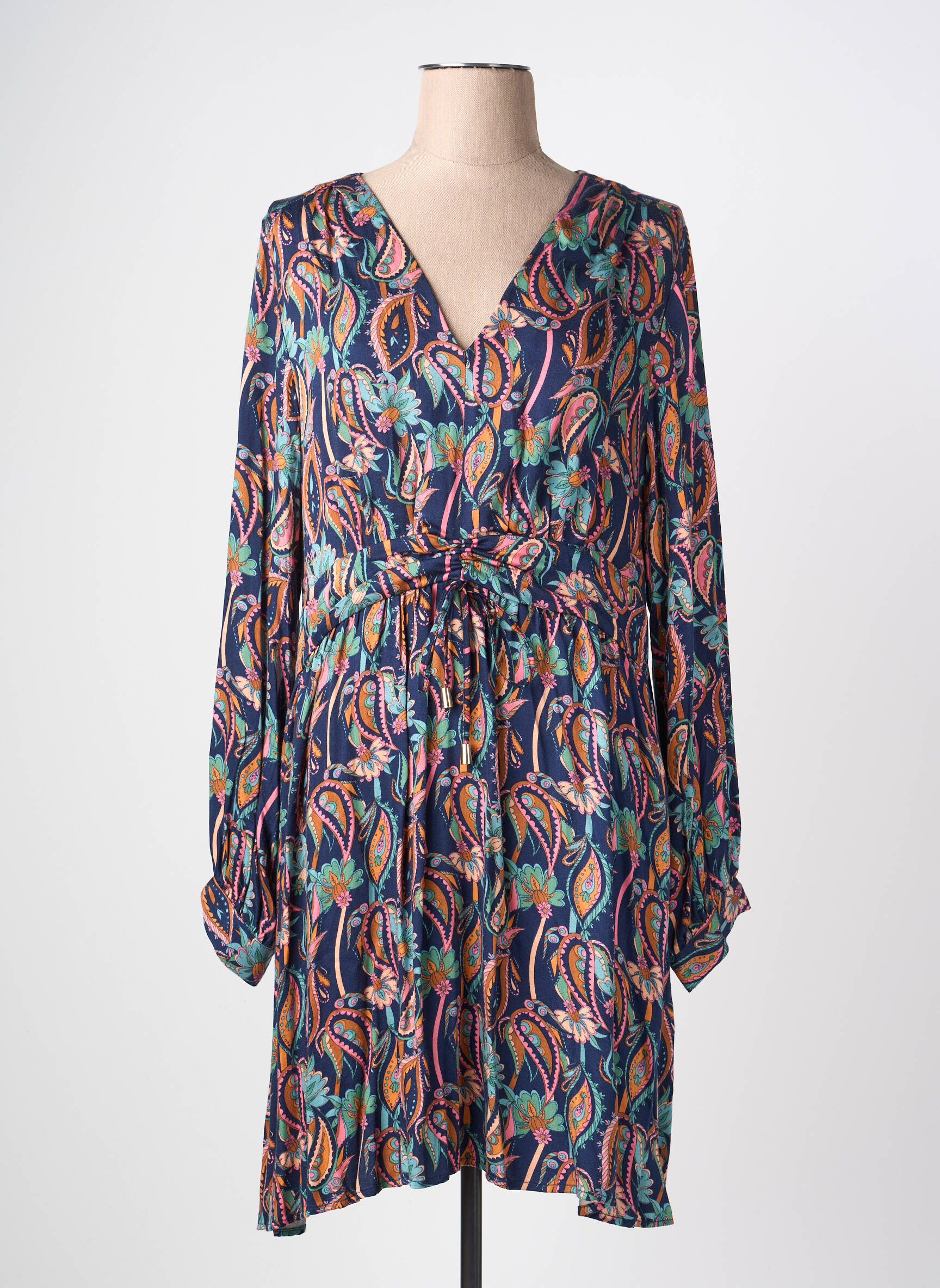 Rochie midi imprimeu fantezie mâneci lungi albastru LOLA ESPELETA femeie