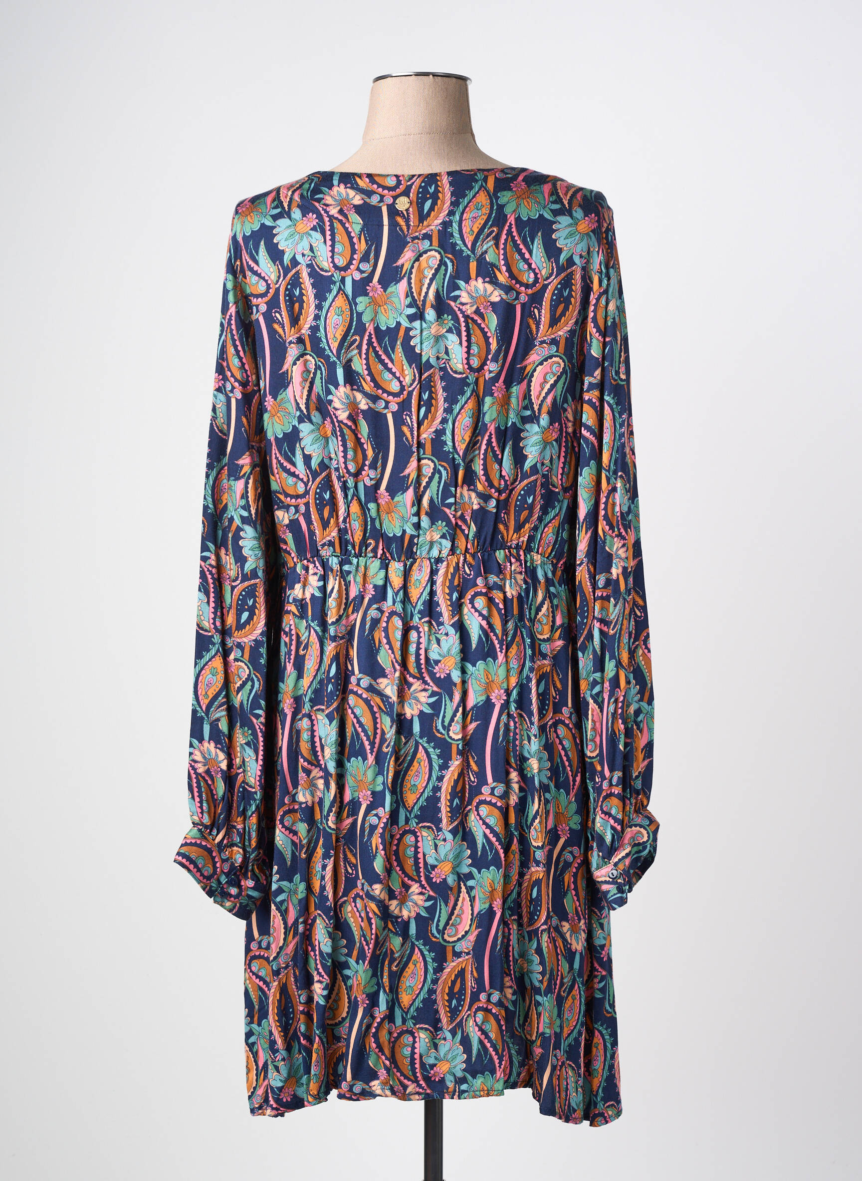 Rochie midi imprimeu fantezie mâneci lungi albastru LOLA ESPELETA femeie