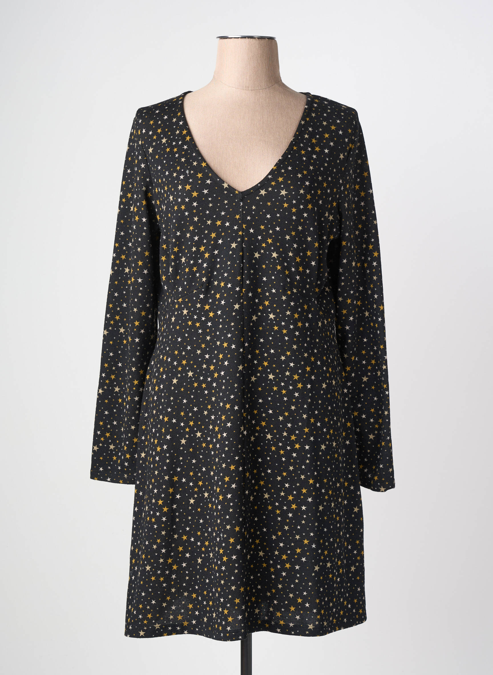 Rochie midi imprimeu fantezie mâneci lungi negru SURKANA femeie