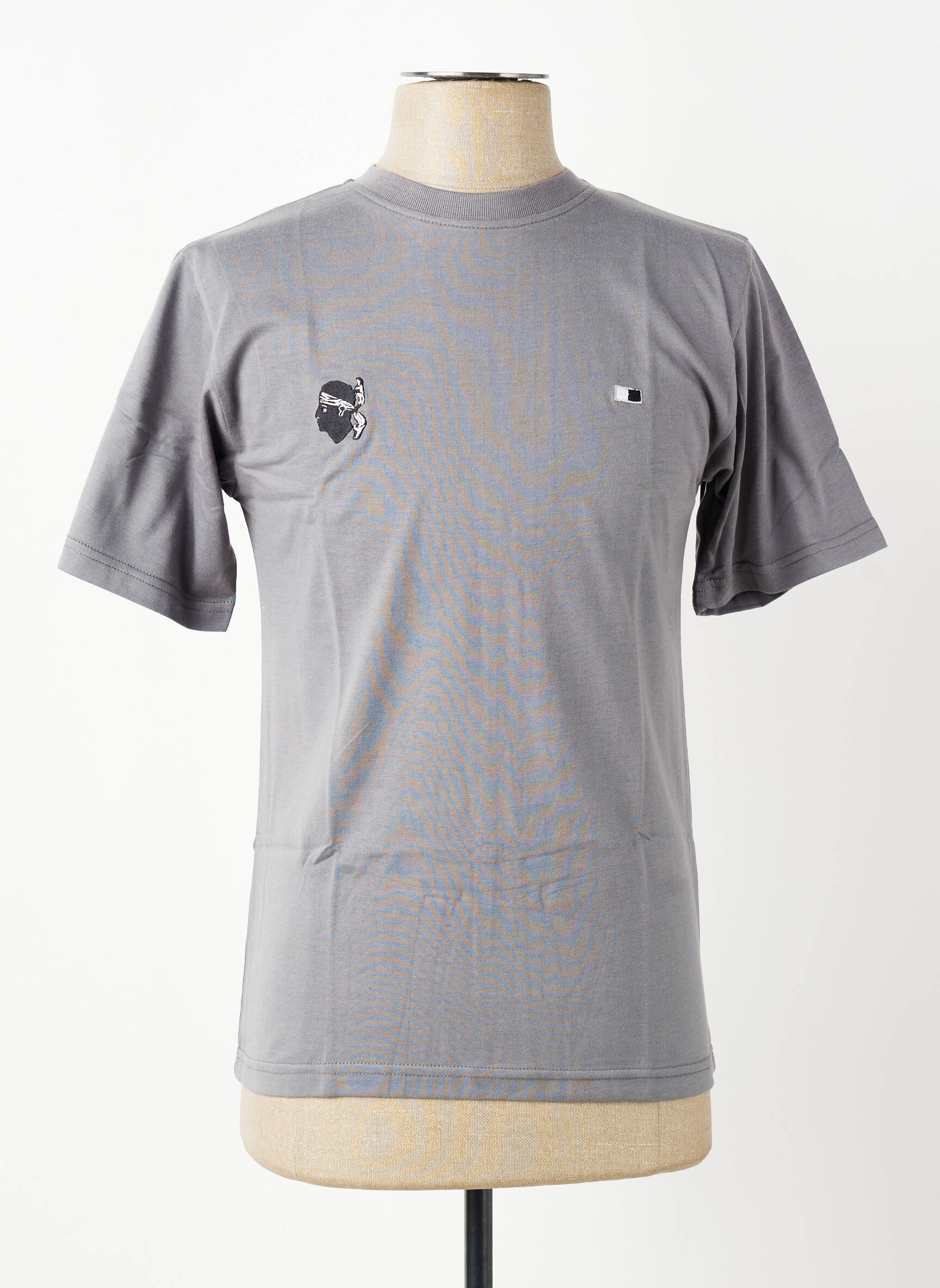 Tricou broderie mâneci scurte gri GWEN & BLACK bărbat