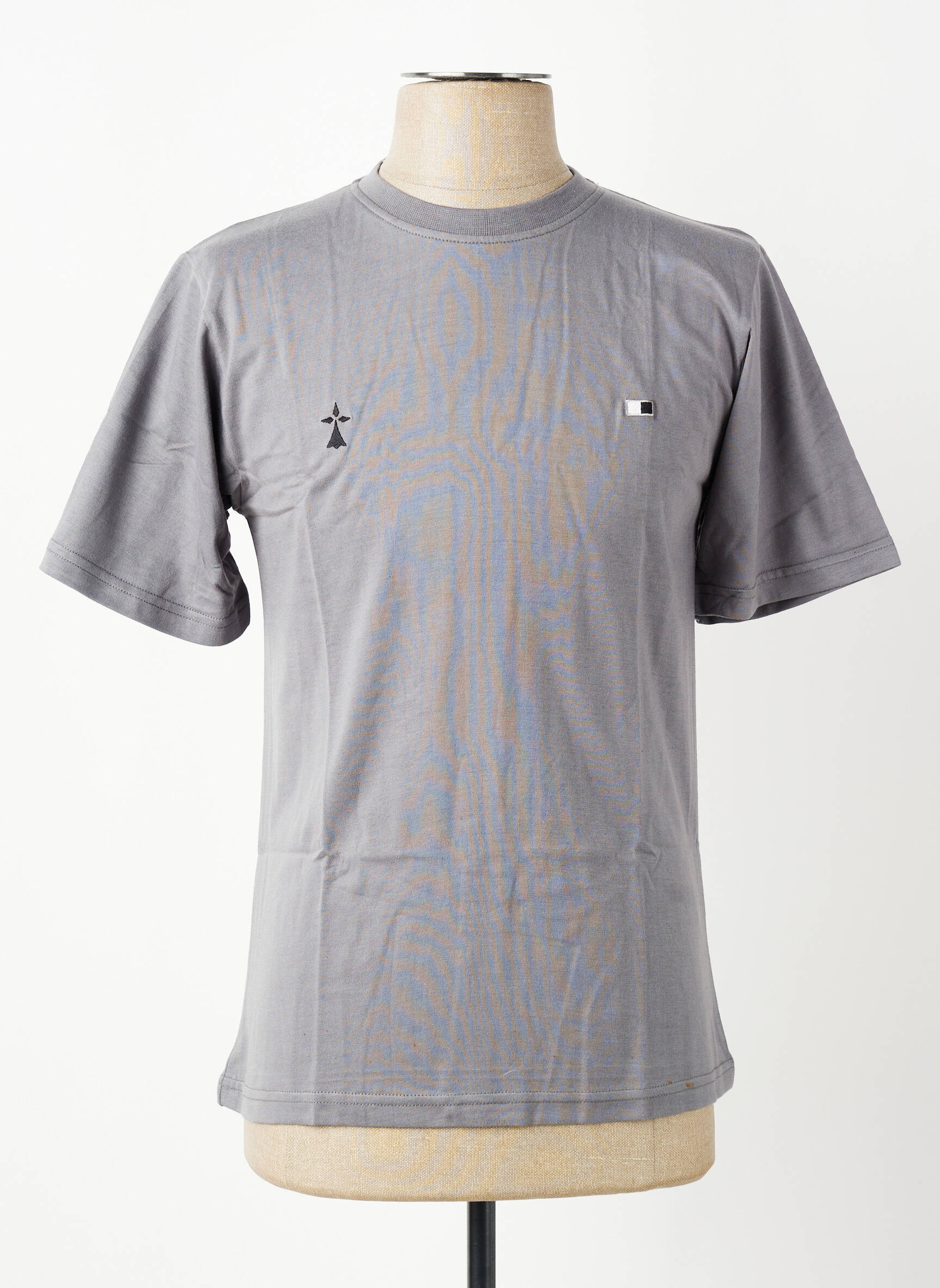Tricou broderie mâneci scurte gri GWEN & BLACK bărbat