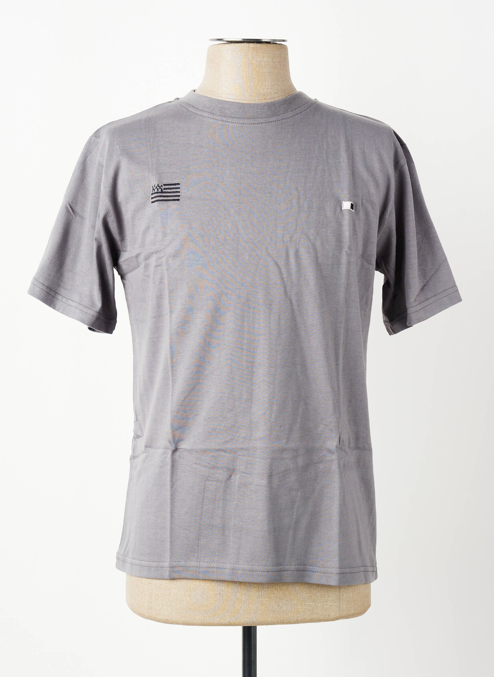 Tricou broderie mâneci scurte gri GWEN & BLACK bărbat