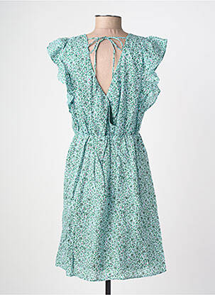 Rochie scurtă imprimeu floral mâneci scurte verde C'EST BEAU LA VIE femeie