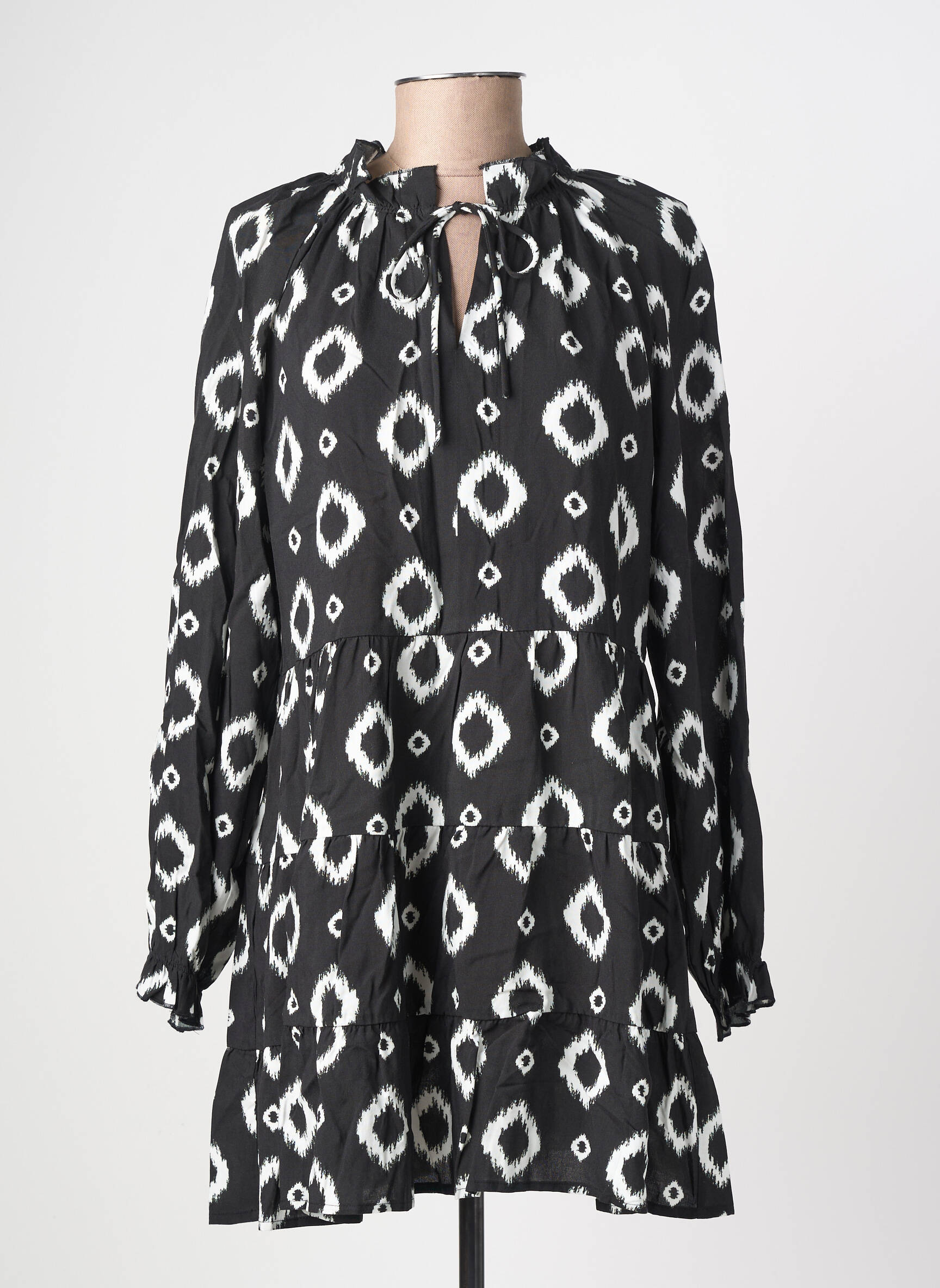 Rochie scurtă croială evazată mâneci lungi negru TIFFOSI femeie
