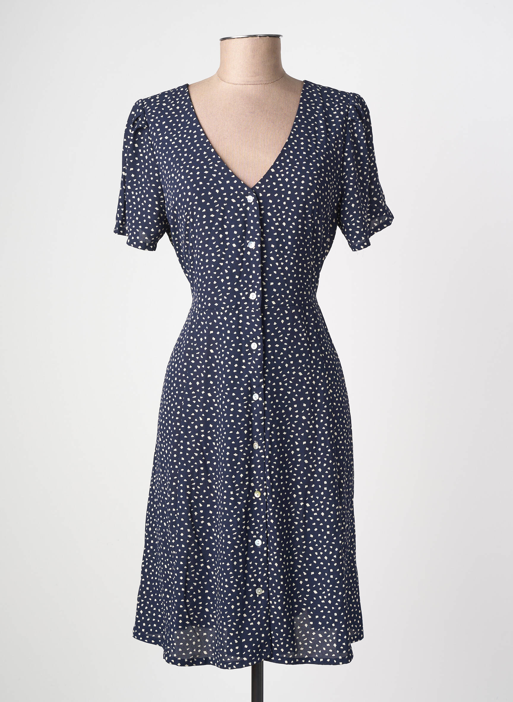 Rochie midi țesătură crep mâneci scurte albastru ONLY femeie