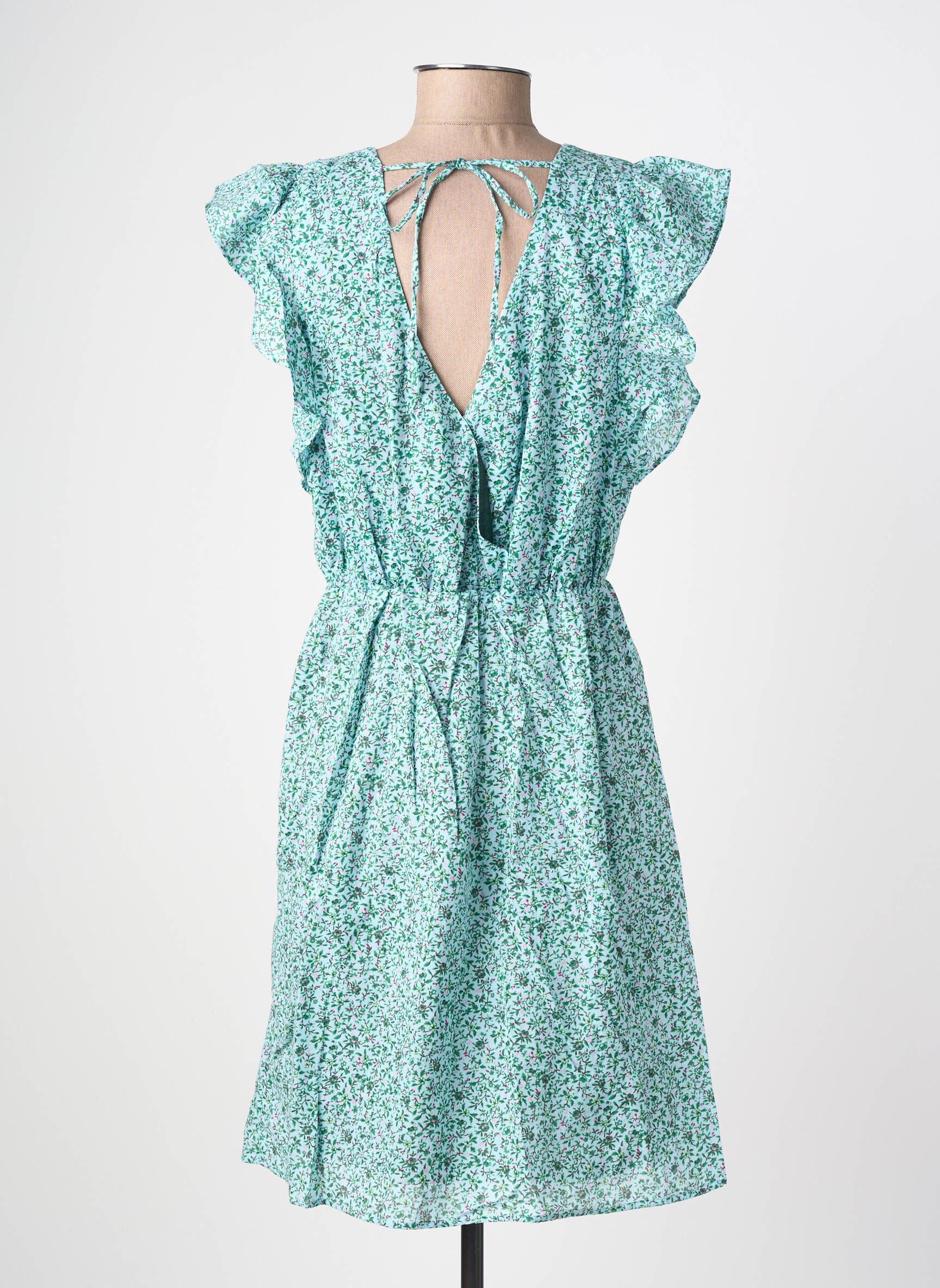 Rochie scurtă mâneci scurte mâneci scurte verde C'EST BEAU LA VIE femeie