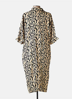 Rochie midi mâneci 3/4 mâneci 3/4 bej KAFFE femeie