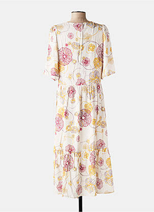 Rochie midi imprimeu floral mâneci scurte bej ZILCH femeie