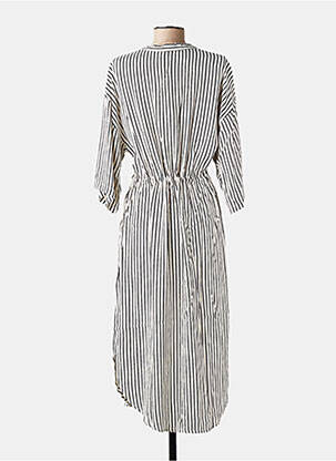 Rochie lungă croială cambrată mâneci 3/4 bej KAFFE femeie