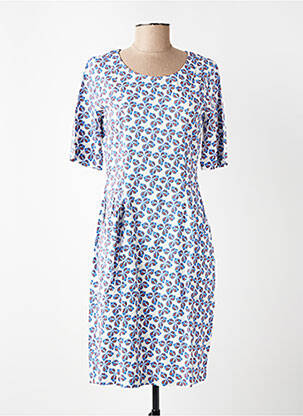 Rochie midi imprimeu fantezie mâneci scurte albastru ZILCH femeie