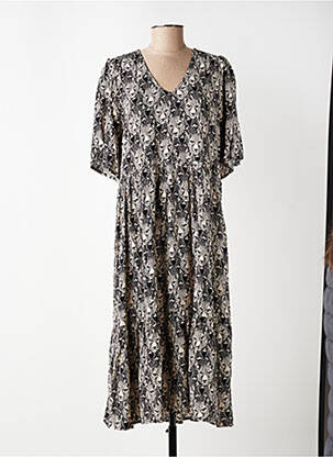 Rochie midi imprimeu fantezie mâneci scurte negru ZILCH femeie